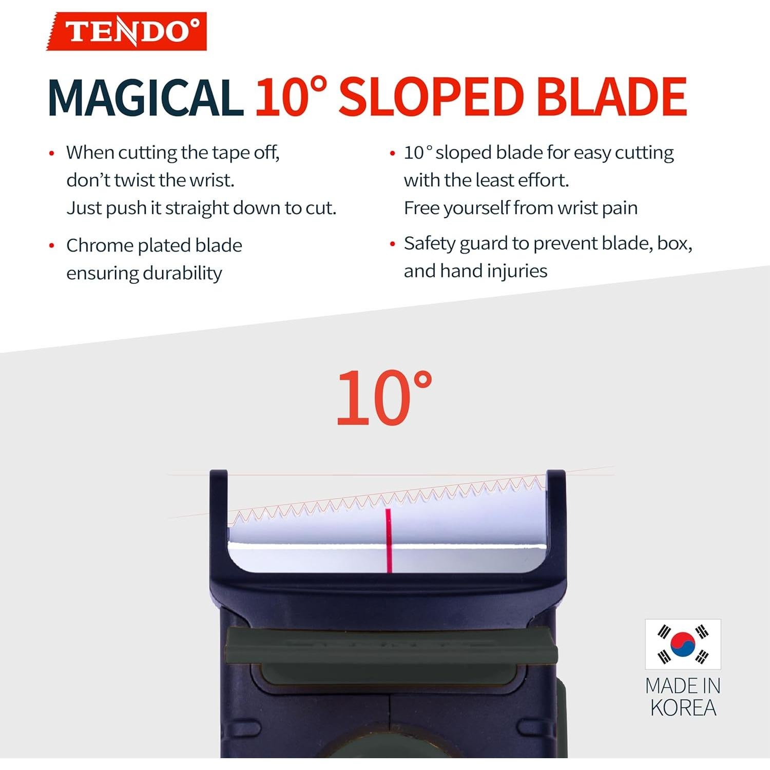 Dispensador de Cinta TENDO 2" Negro - Cuchilla Inclinada 10°