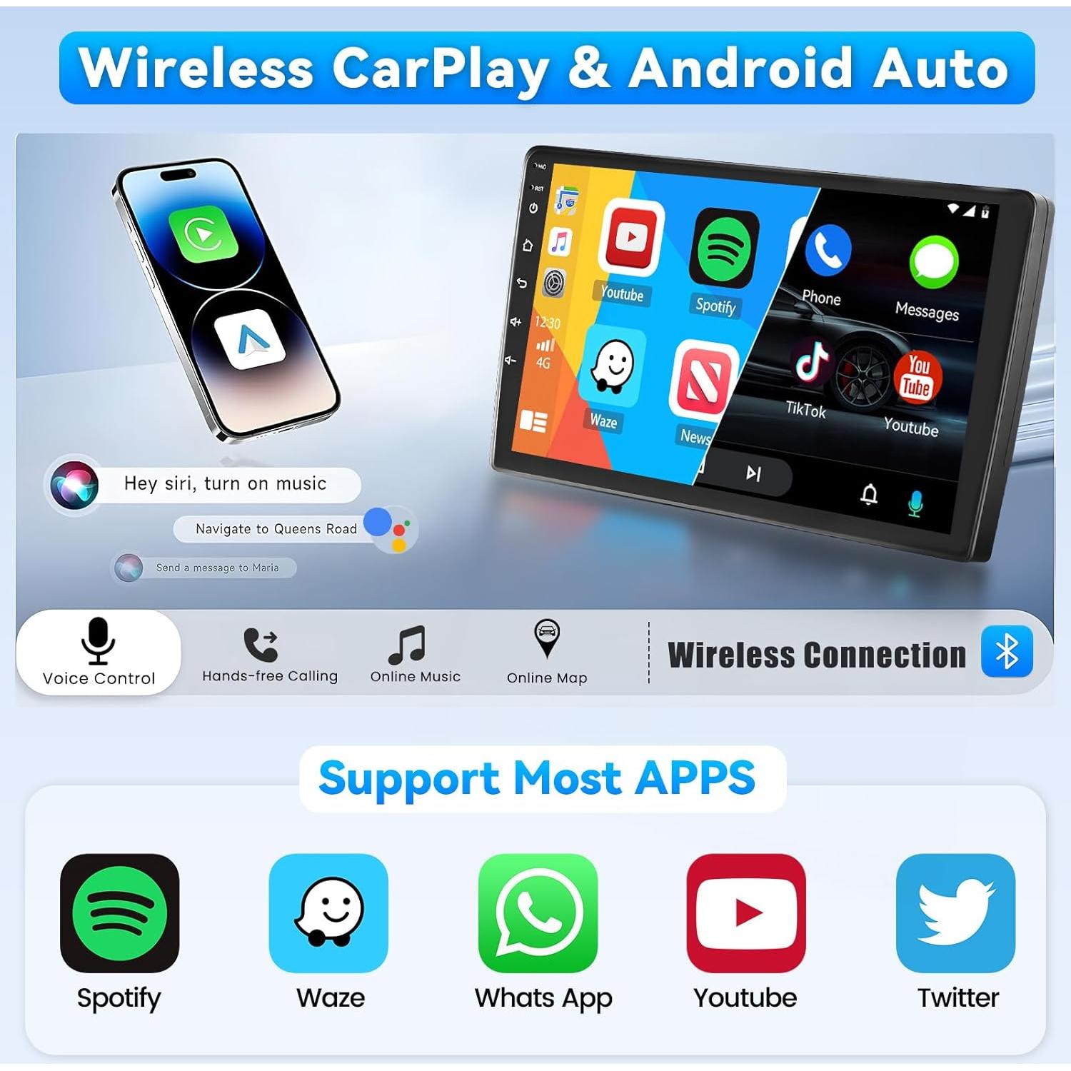 Estéreo de Coche Roinvou para Toyota Camry 2006-2011, 10.1" HD, Carplay, Android Auto, Bluetooth 5.0