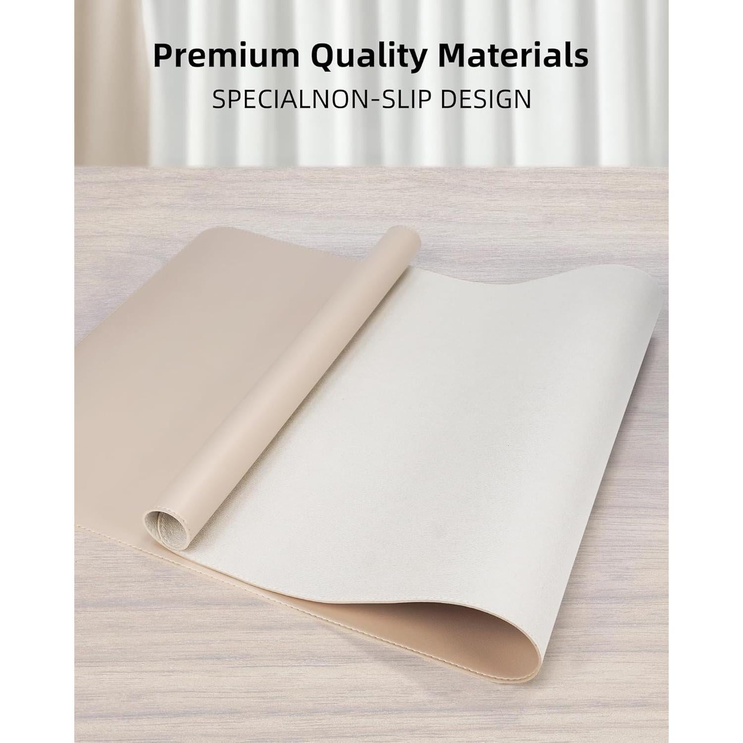 Alfombrilla Antideslizante AFIING Beige 61x35 cm Cuero PU