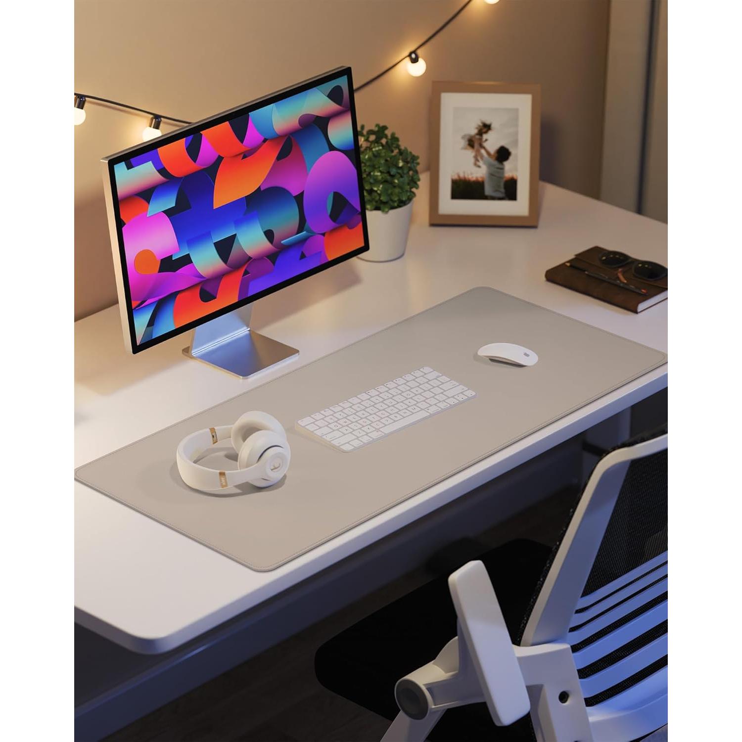 Alfombrilla Antideslizante AFIING Beige 61x35 cm Cuero PU