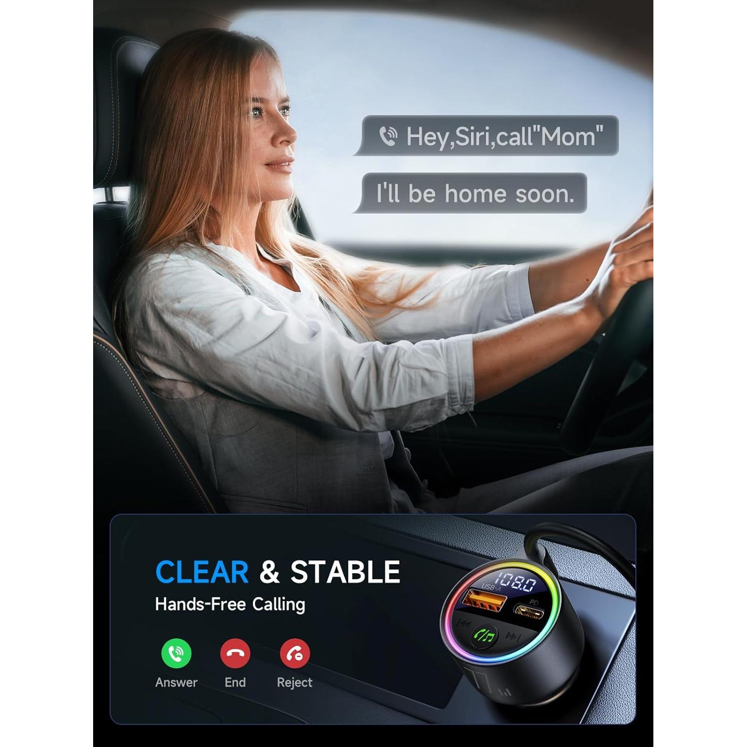 Transmisor FM Bluetooth 5.4 Bommiax 77W Carga Rápida 65W