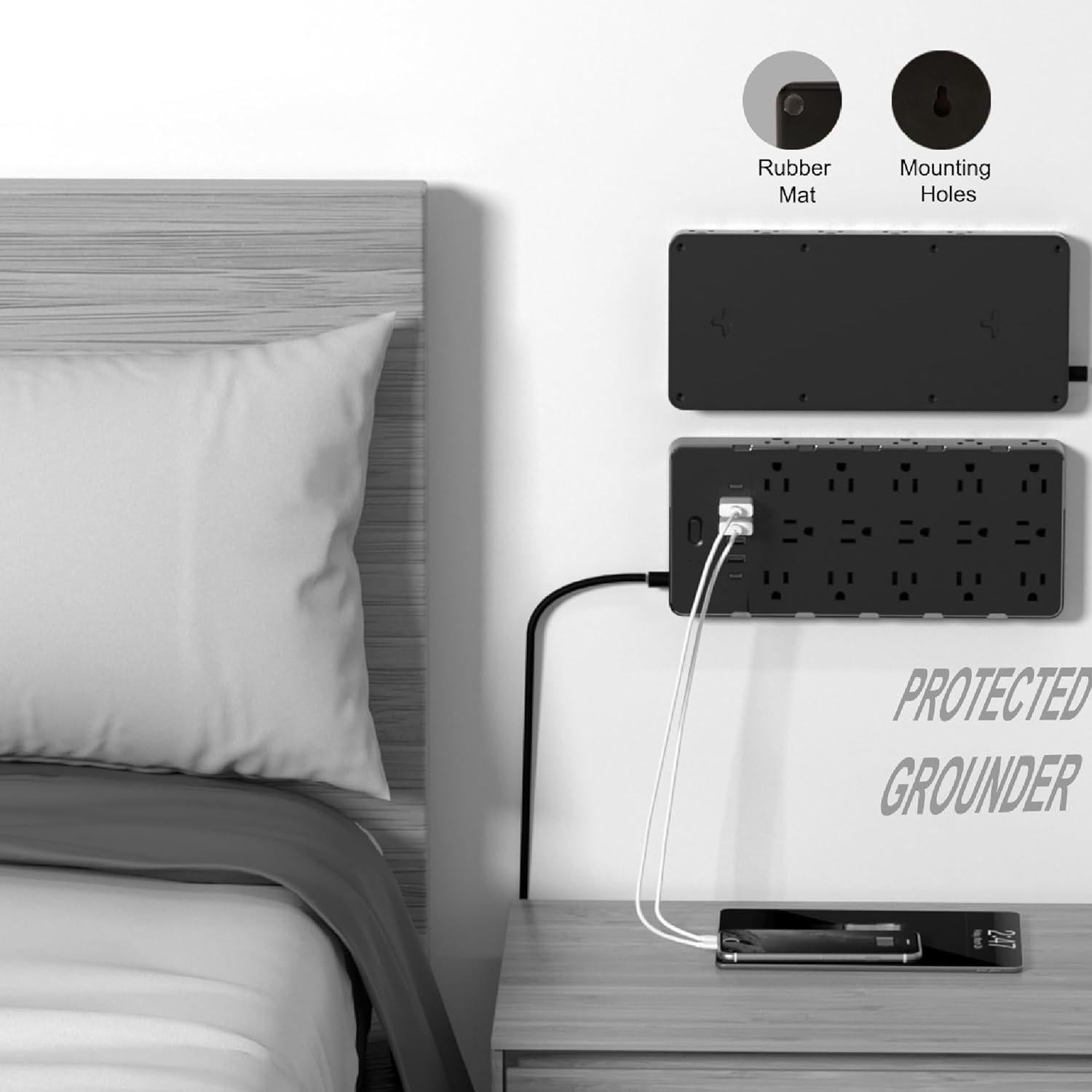 Protector de Sobretensión Nanolake 25 Salidas AC 6 USB 4000J