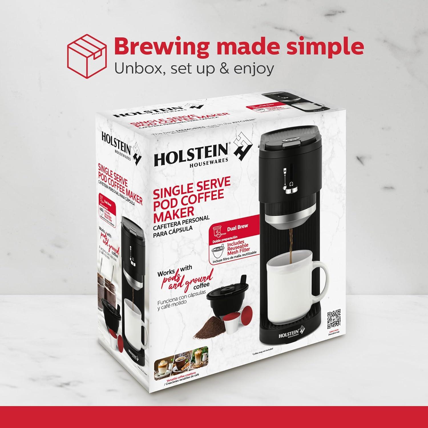 Cafetera de Una Sola Taza Holstein Housewares 2-en-1 420ml