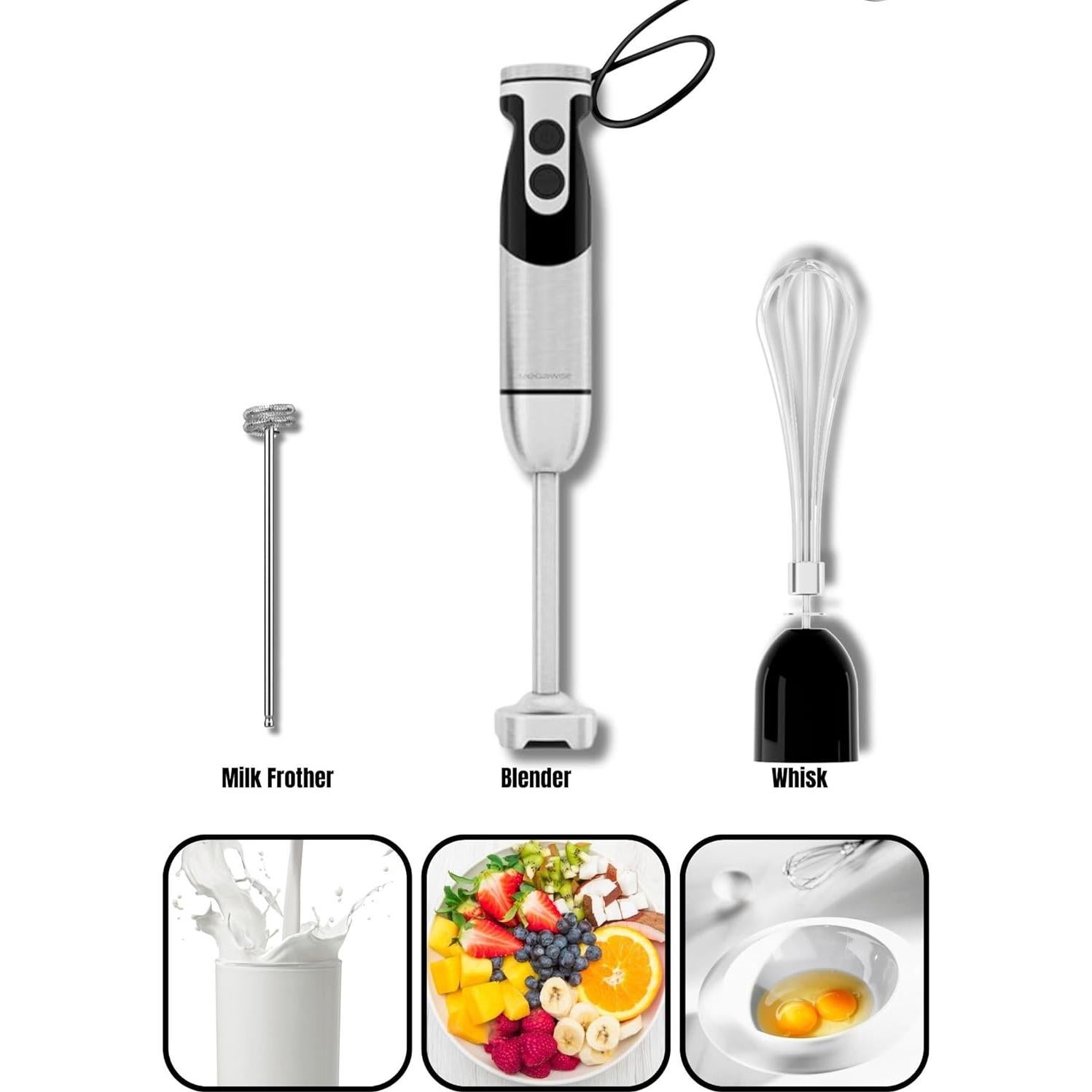 Batidora de Mano Megawise 400W 3 en 1 con Accesorios - Negro