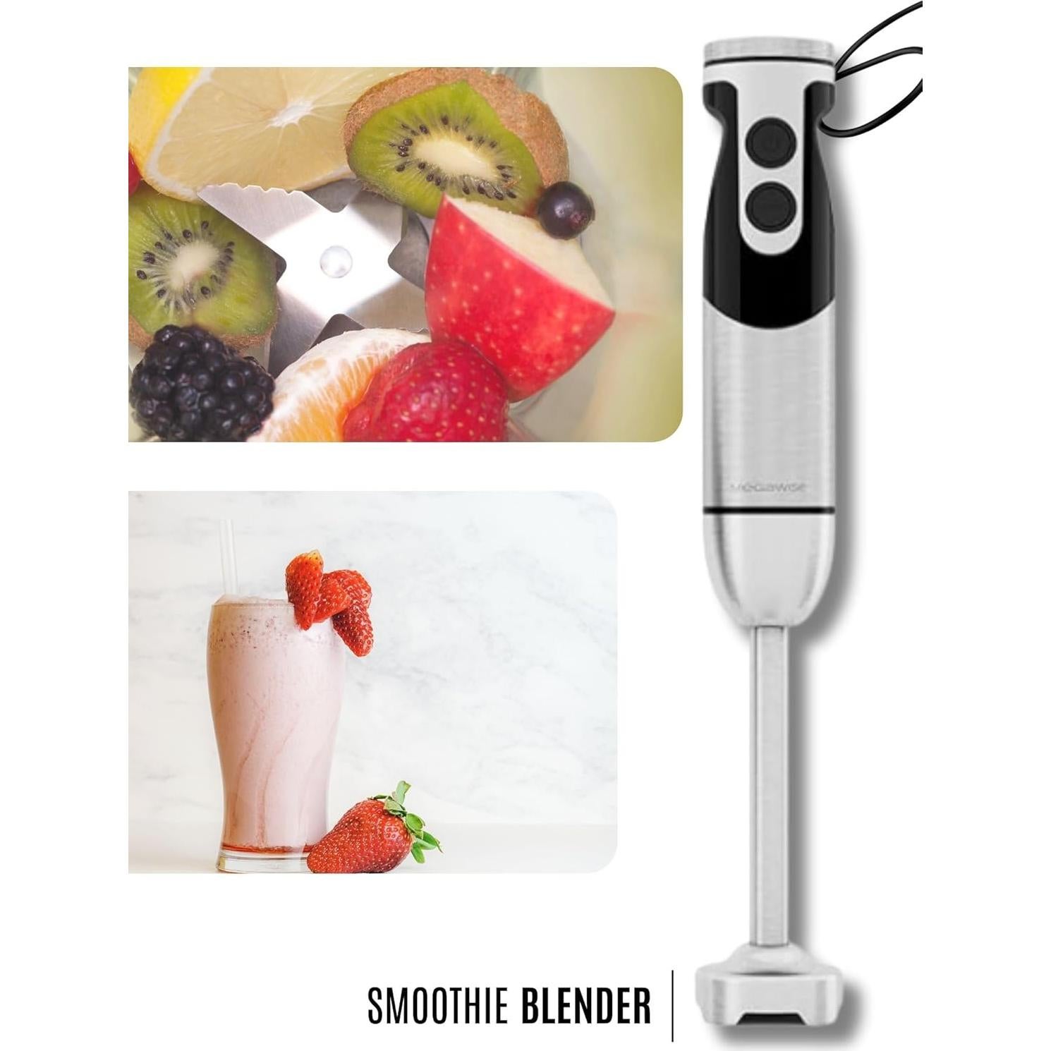 Batidora de Mano Megawise 400W 3 en 1 con Accesorios - Negro