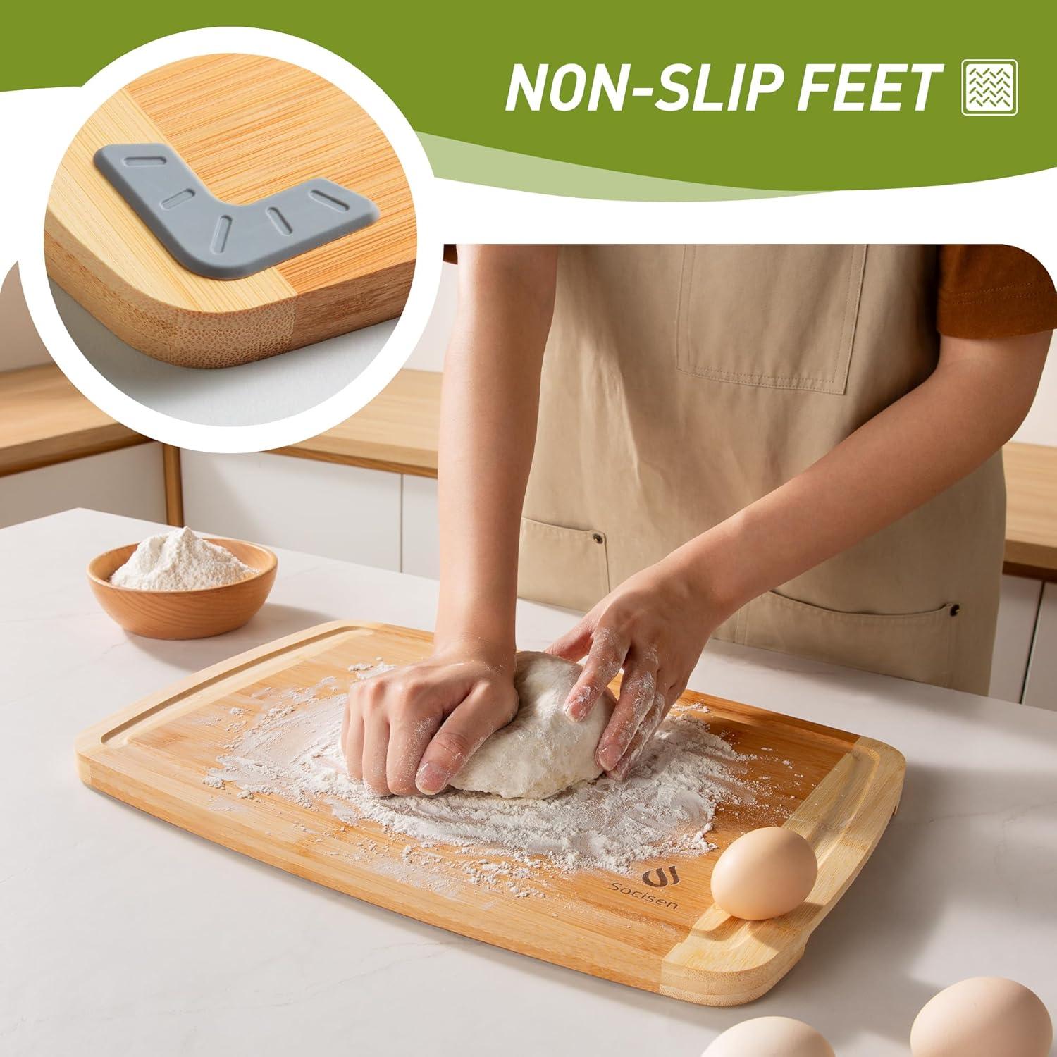 Tabla de Cortar Antideslizante Socisen de Bambú 44.5x30.5 cm