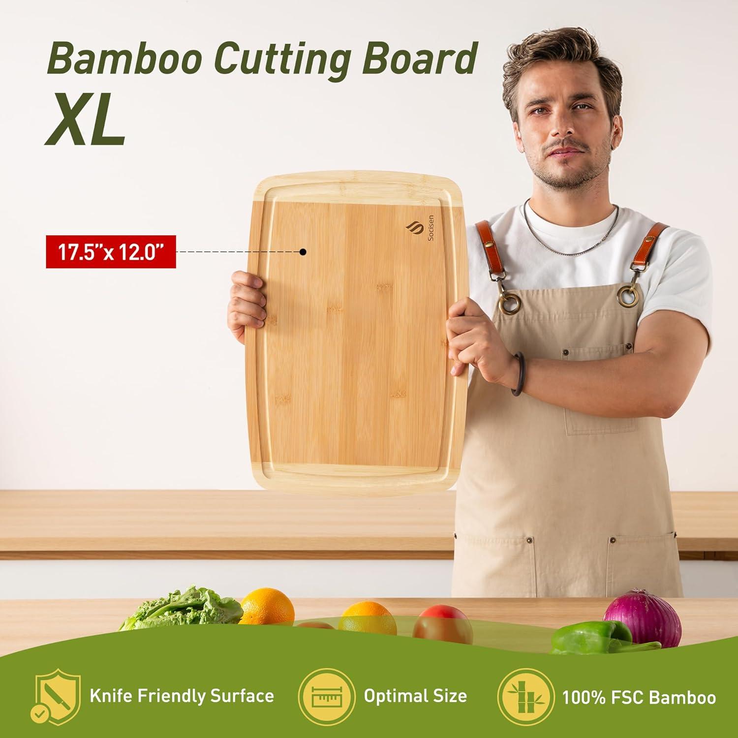 Tabla de Cortar Antideslizante Socisen de Bambú 44.5x30.5 cm