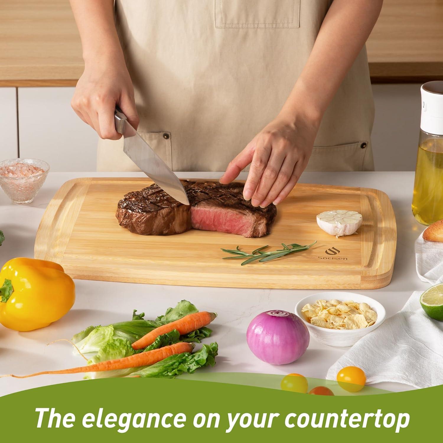 Tabla de Cortar Antideslizante Socisen de Bambú 44.5x30.5 cm