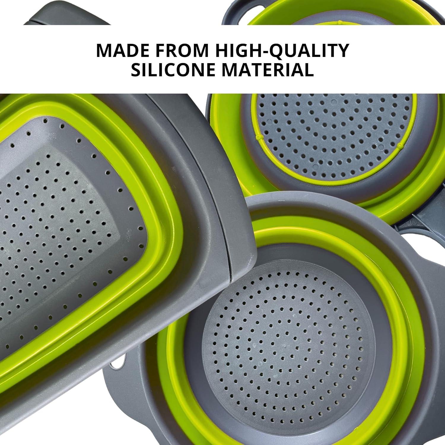 Juego de 3 coladores colapsables YARRD verdes de silicona