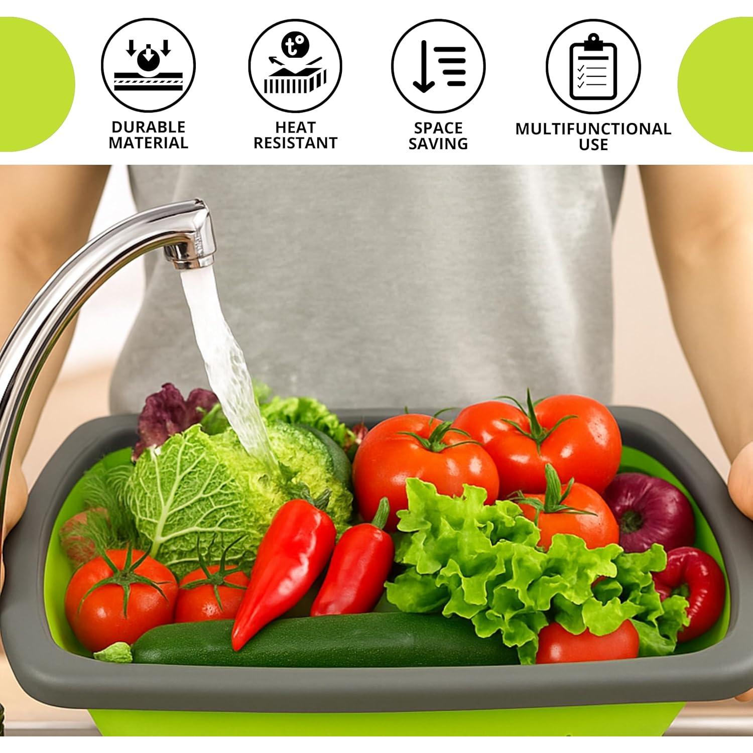 Juego de 3 coladores colapsables YARRD verdes de silicona