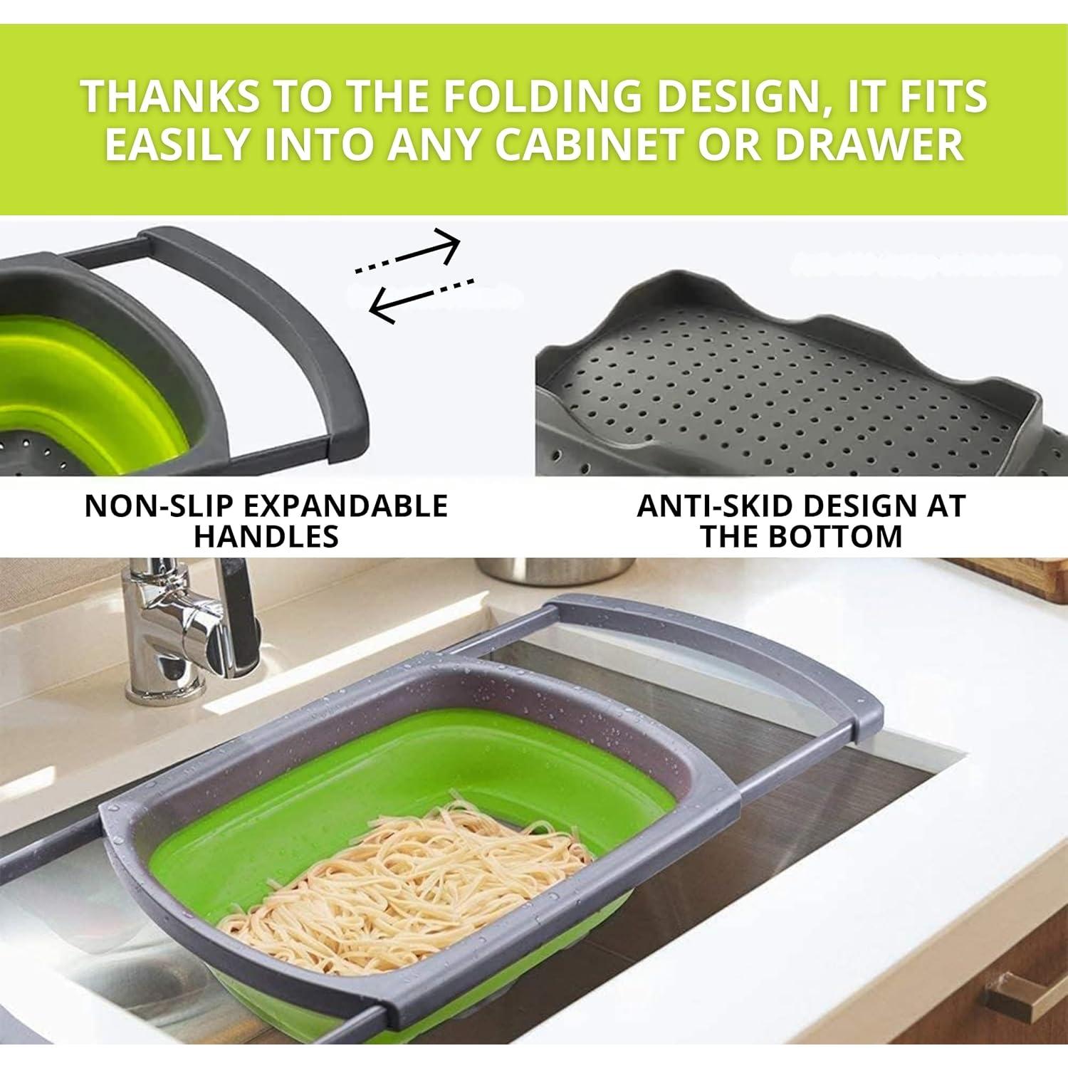 Juego de 3 coladores colapsables YARRD verdes de silicona