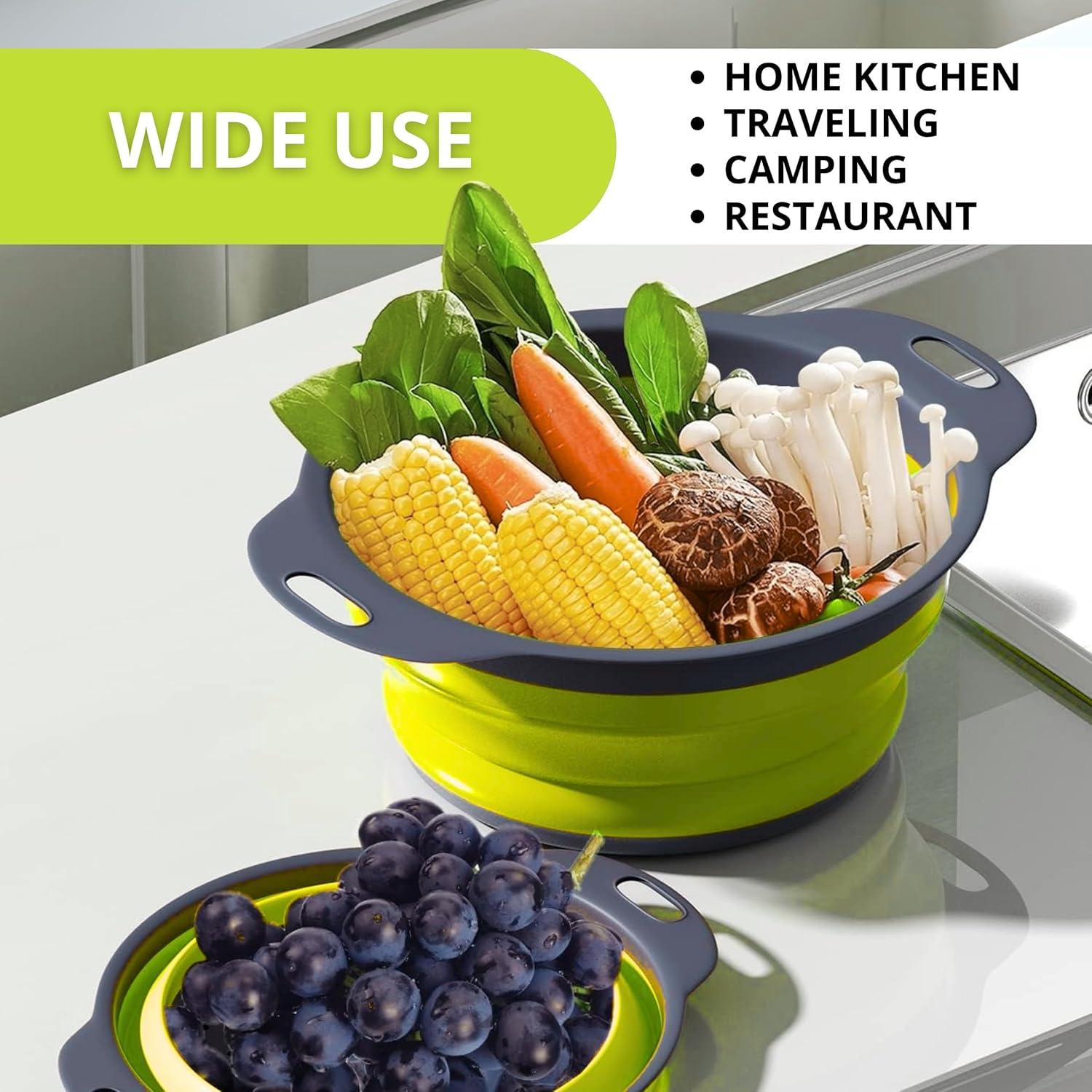 Juego de 3 coladores colapsables YARRD verdes de silicona