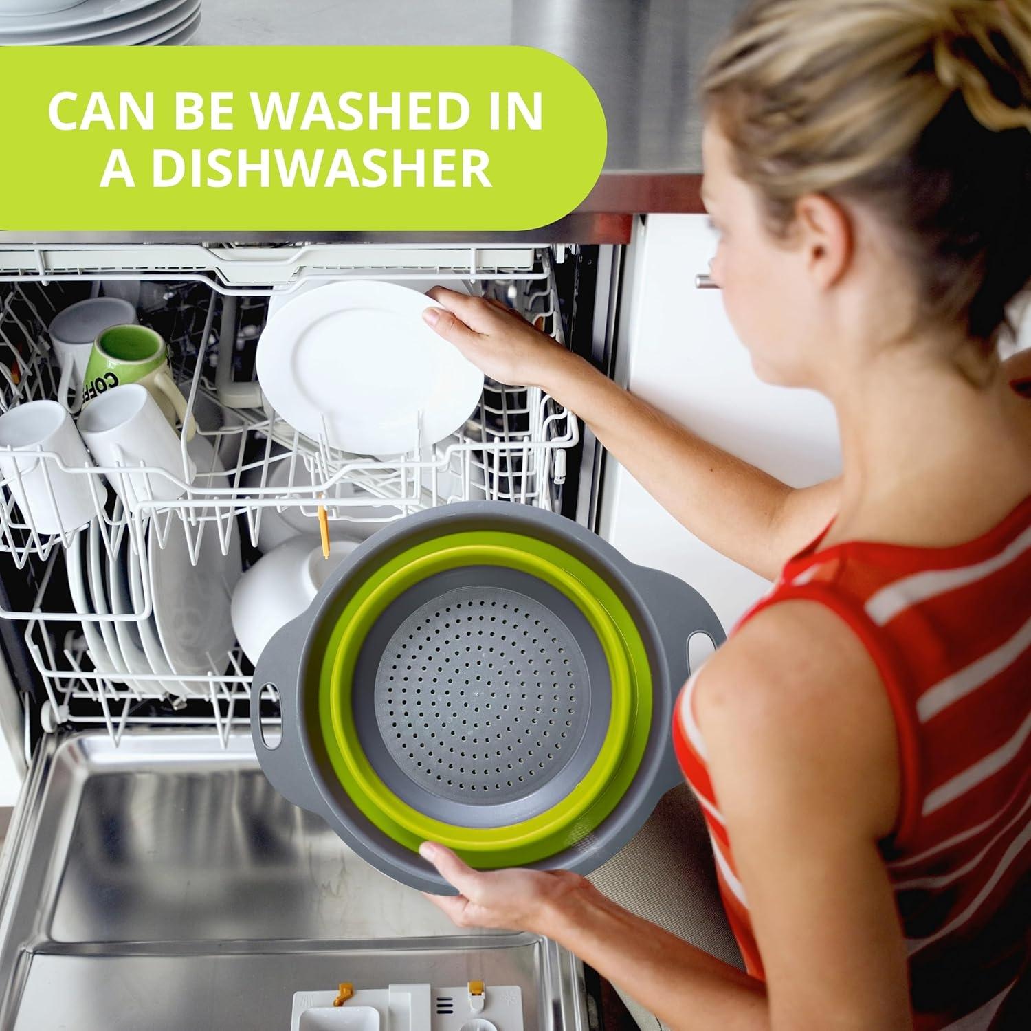 Juego de 3 coladores colapsables YARRD verdes de silicona