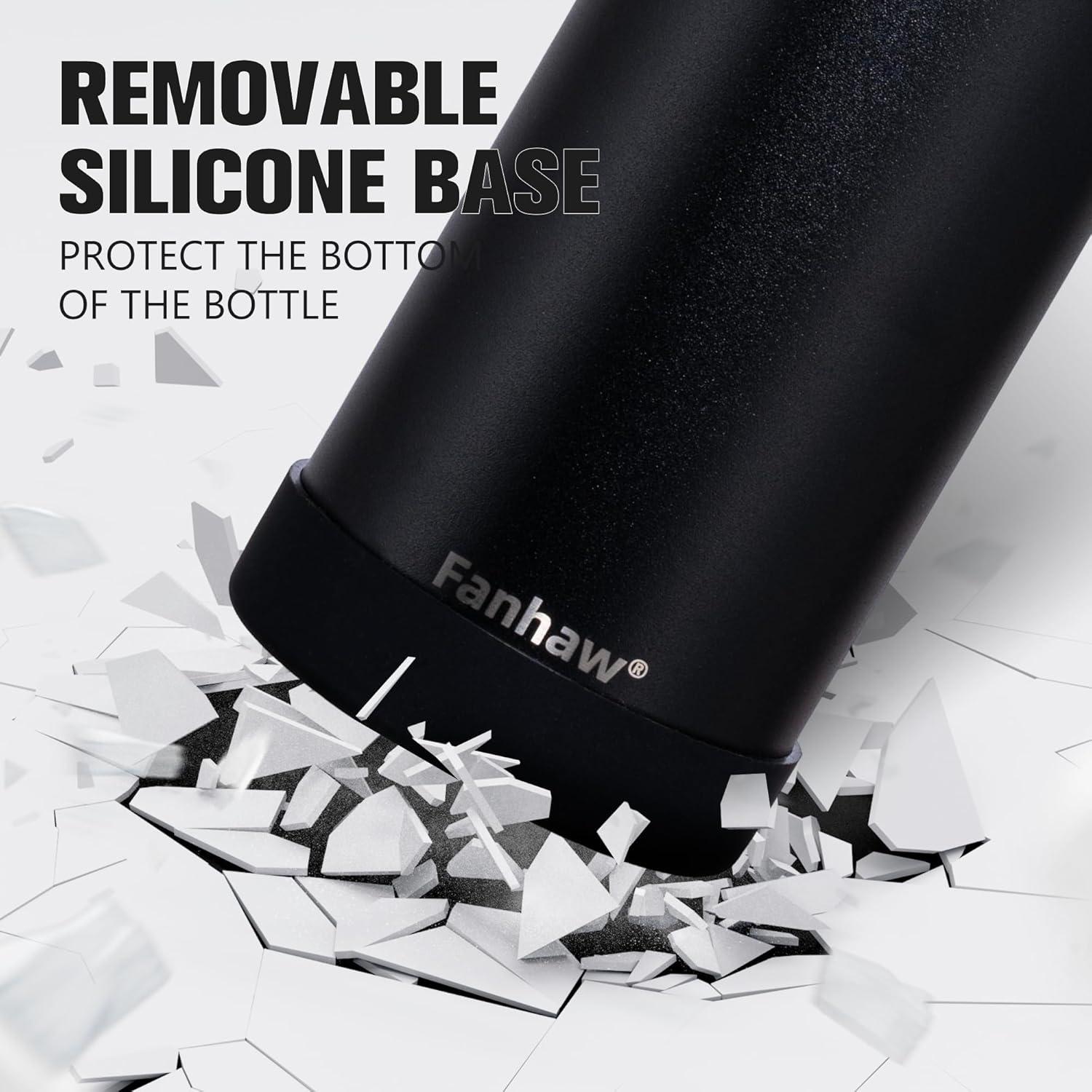 Botella de Agua Aislada Fanhaw 32 oz Acero Inoxidable Negro