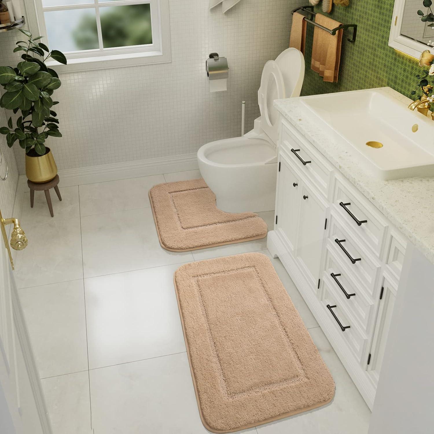 Conjunto de Alfombrillas de Baño LOCHAS Beige 2 Piezas Antideslizante