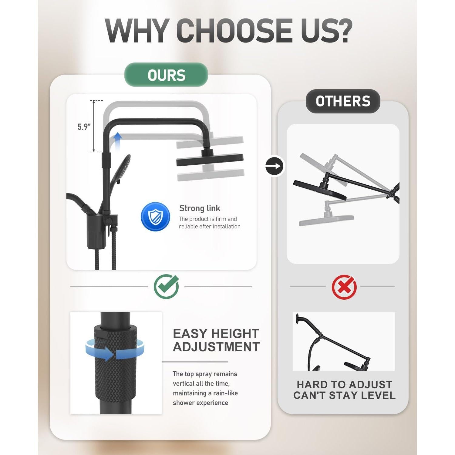 Cabezal de Ducha Filtrado Sankecao 30.48 cm Doble Spray Negro