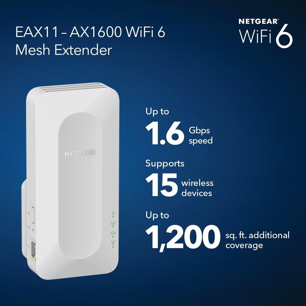 Extensor de Rango Mesh WiFi 6 NETGEAR EAX11 1.6 Gbps