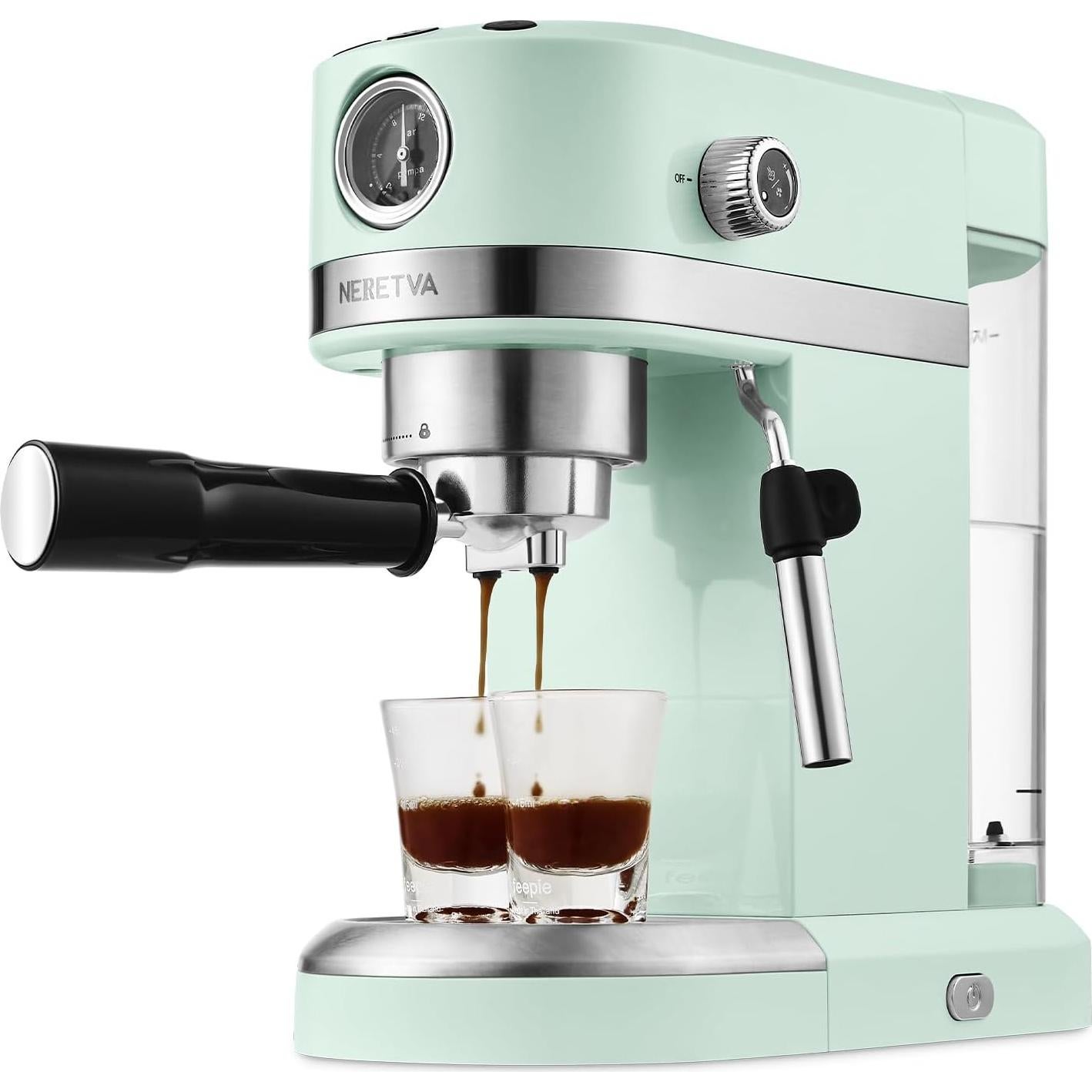 Máquina de Café Espresso Neretva 20 Bar Verde 1350W con Varita de Vapor