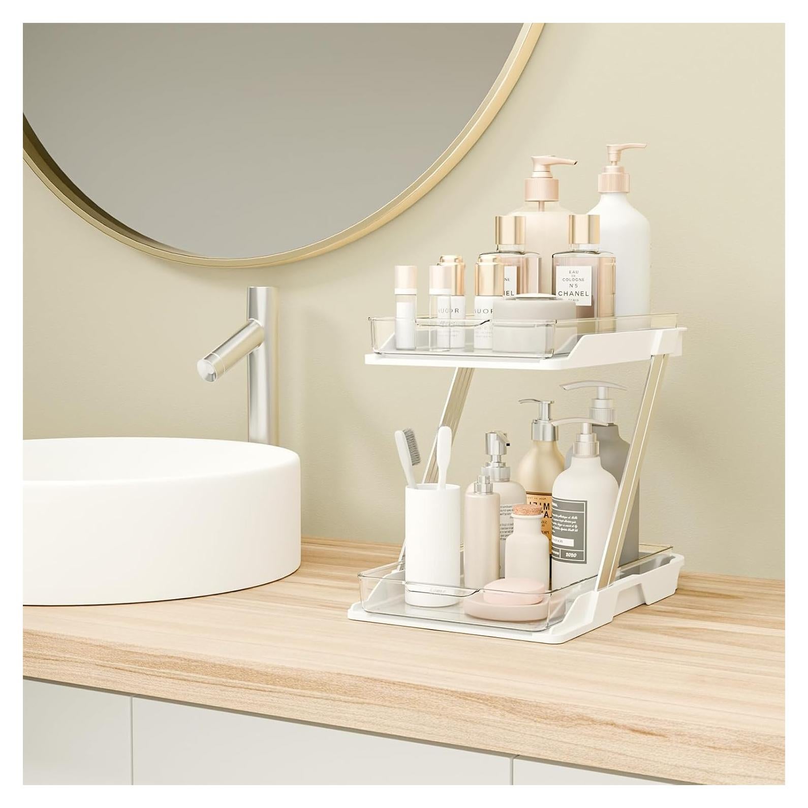 Organizador Multiusos AUGBEAN Blanco 2 Niveles para Baño y Cocina
