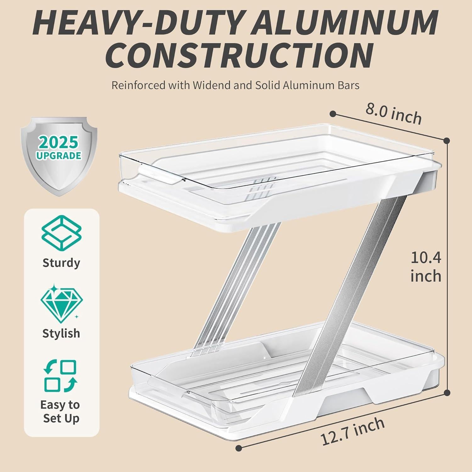 Organizador Multiusos AUGBEAN Blanco 2 Niveles para Baño y Cocina