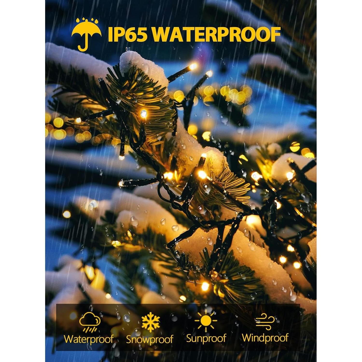 Paquete de 6 luces de cadena LED solares 100 LED blanco cálido