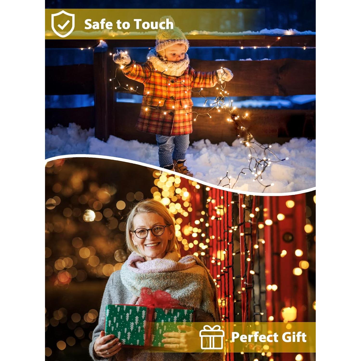 Paquete de 6 luces de cadena LED solares 100 LED blanco cálido