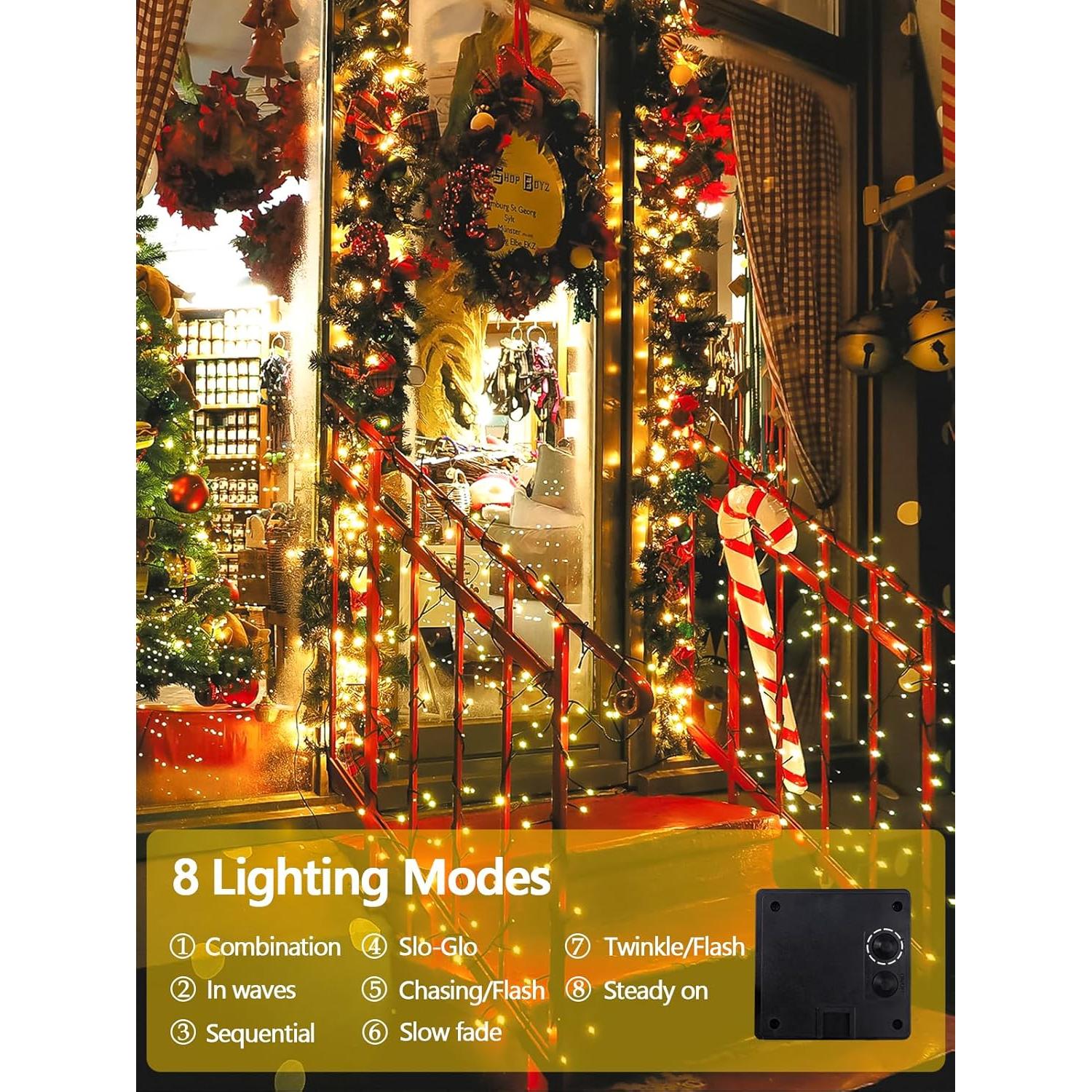 Paquete de 6 luces de cadena LED solares 100 LED blanco cálido