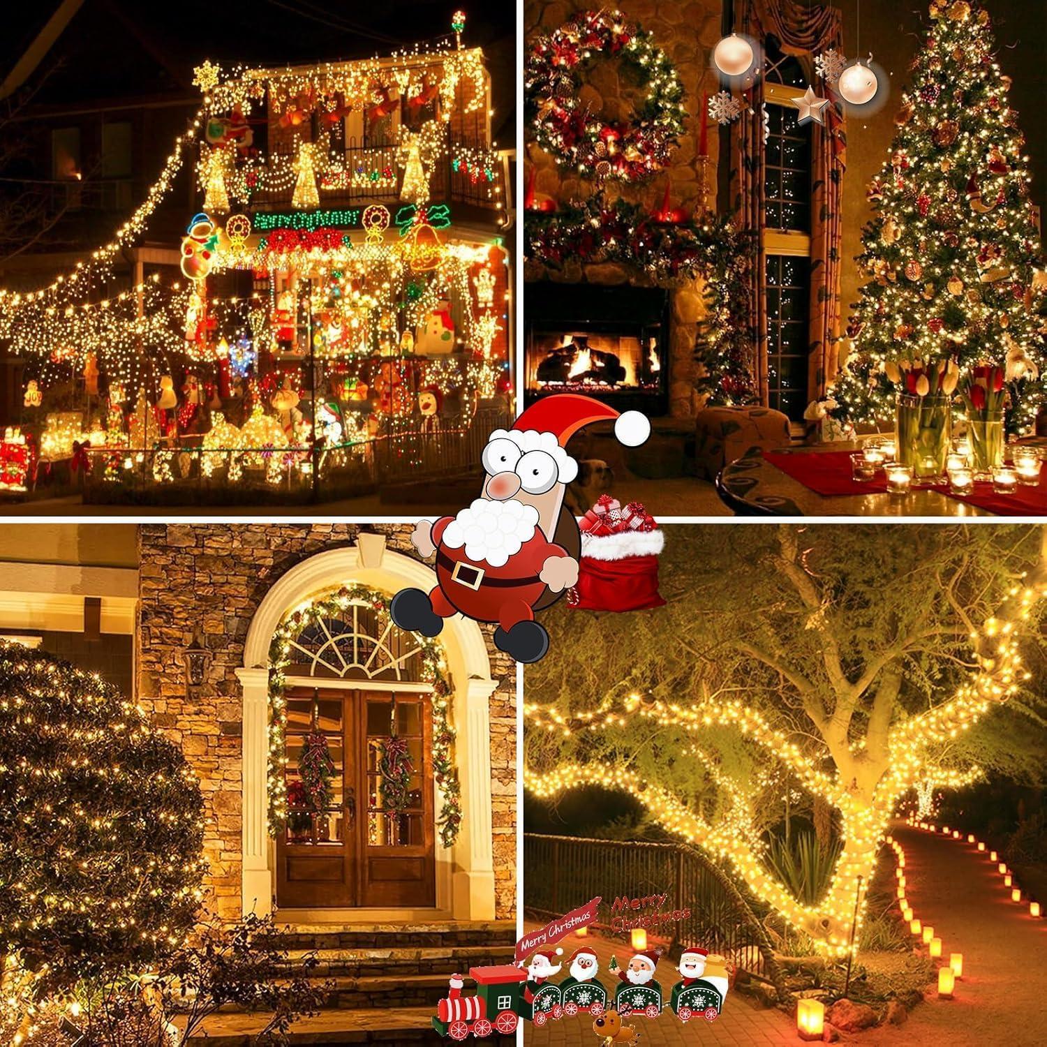 Paquete de 6 luces de cadena LED solares 100 LED blanco cálido