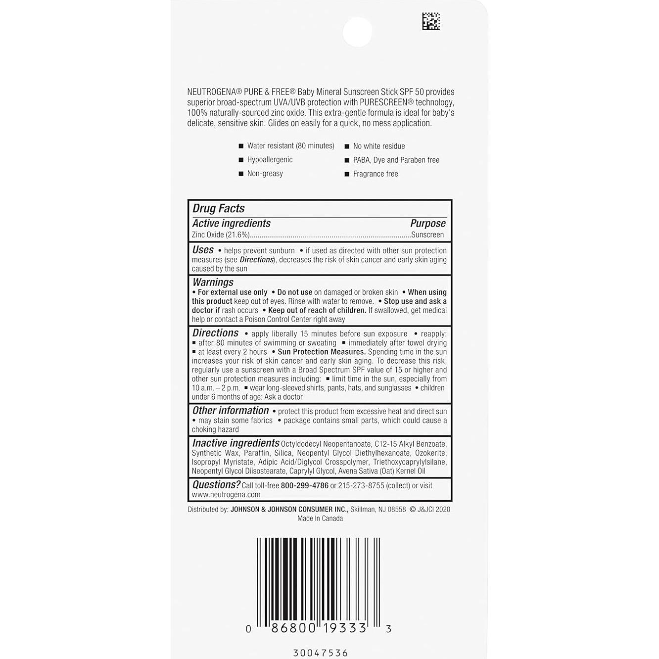 Protector Solar Mineral Neutrogena Bebés SPF 50 Barra 13.34 g