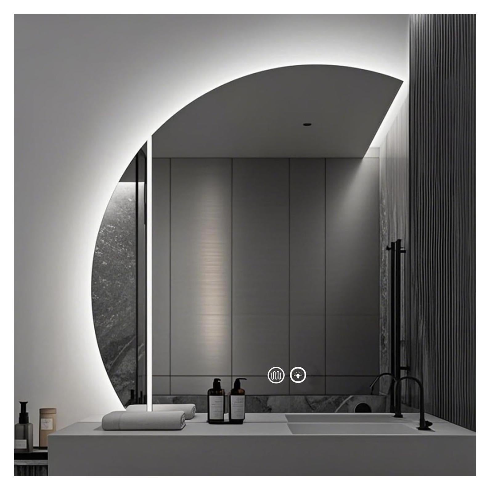 Espejo LED Semicircular XHKJYSDP 81.28 cm Antivaho Dimmable