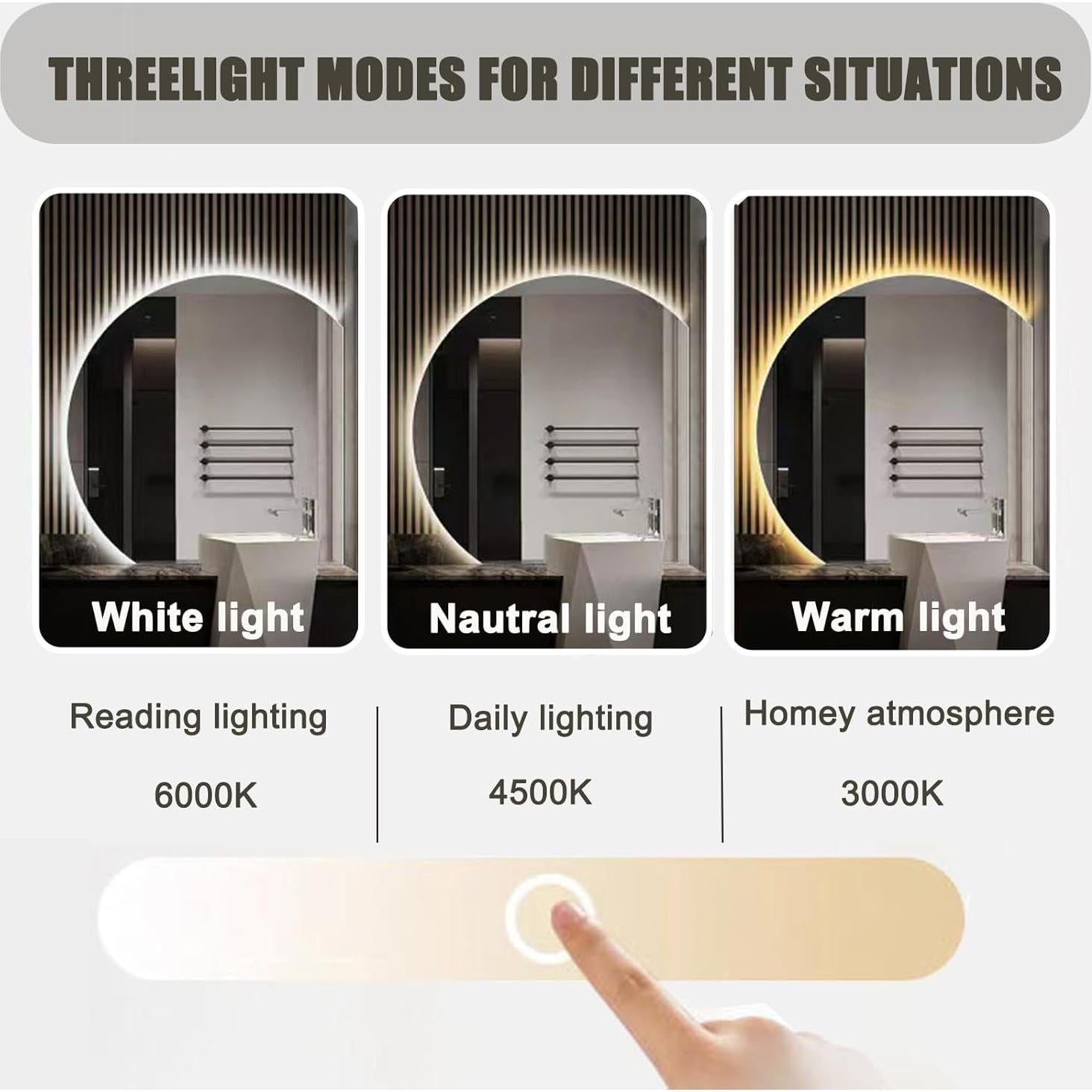 Espejo LED Semicircular XHKJYSDP 81.28 cm Antivaho Dimmable