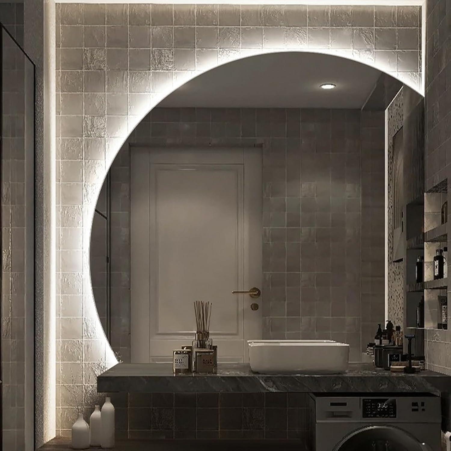 Espejo LED Semicircular XHKJYSDP 81.28 cm Antivaho Dimmable