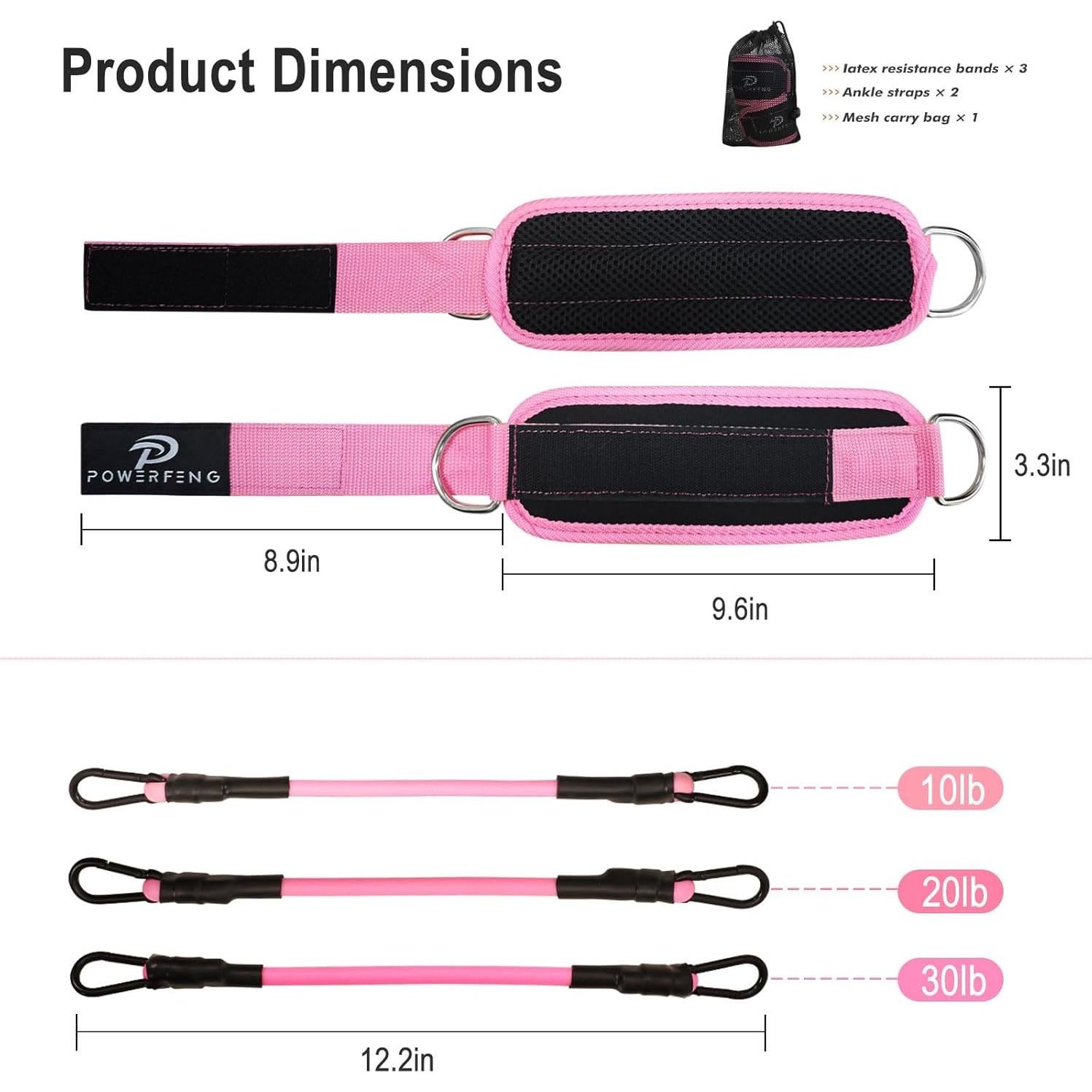 Bandas de Resistencia para Tobillos Powerfeng - 3 Niveles de Tensión