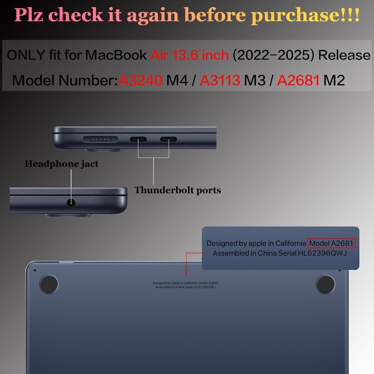 Funda Dura CISSOOK para MacBook Air 13.6 M2 M3 2022-2025