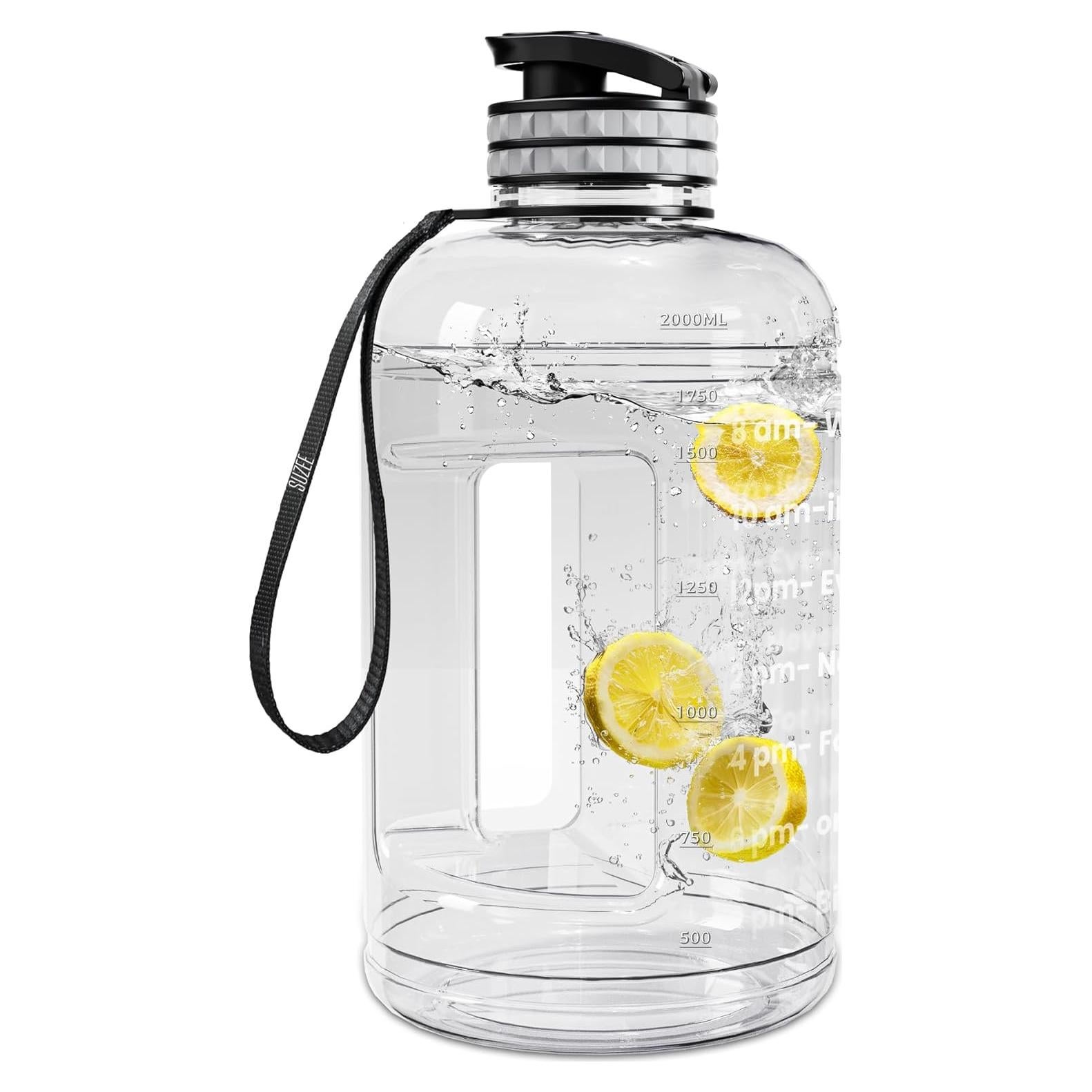 Botella de Agua Grande QD.SUZEE 1.89L con Marcador Motivacional