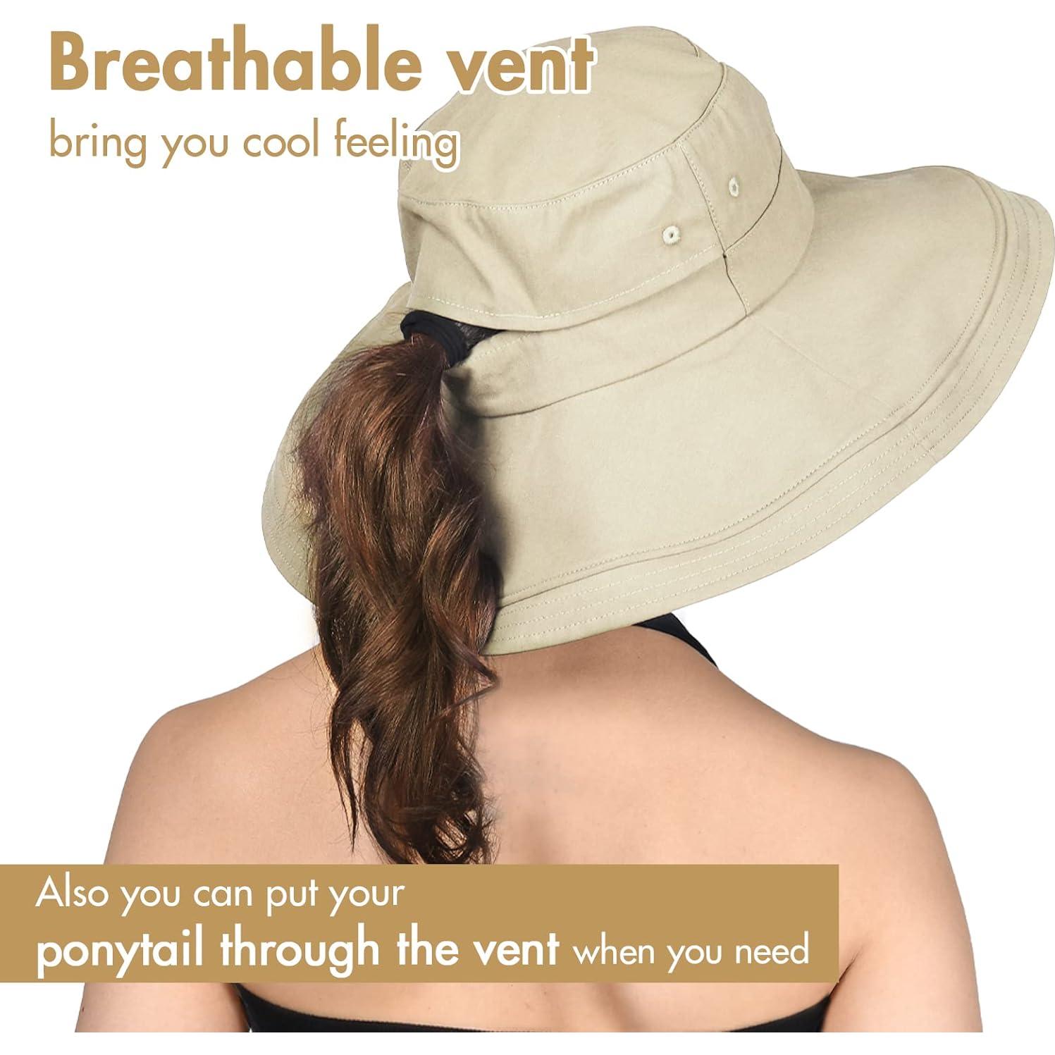 Sombrero de Sol Plegable para Mujeres Algodón Beige Claro