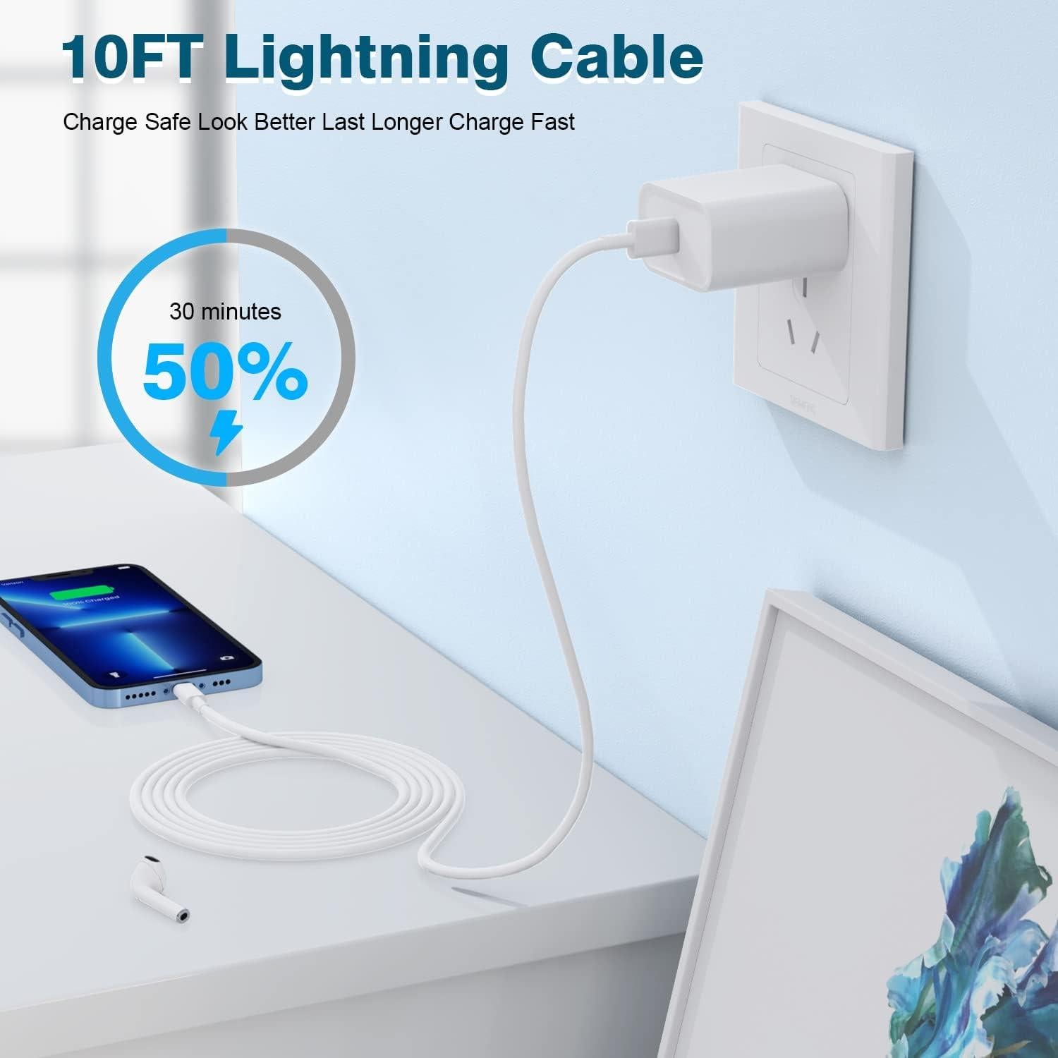 Cargador Rápido TrimDish 20W USB C a Lightning 10FT 2 Piezas