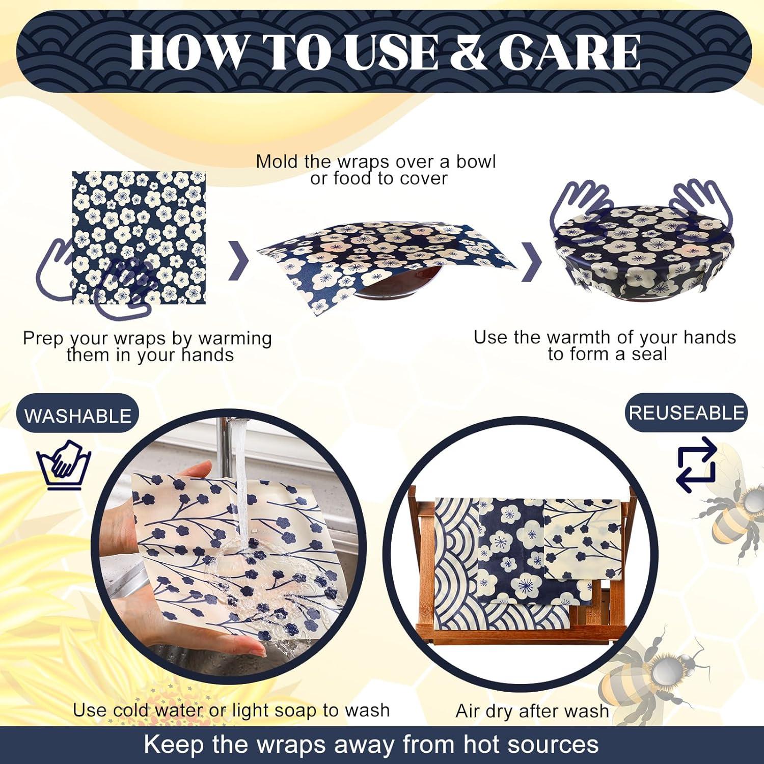 Paquete de 9 envolturas reutilizables de cera de abeja Fanfanwin