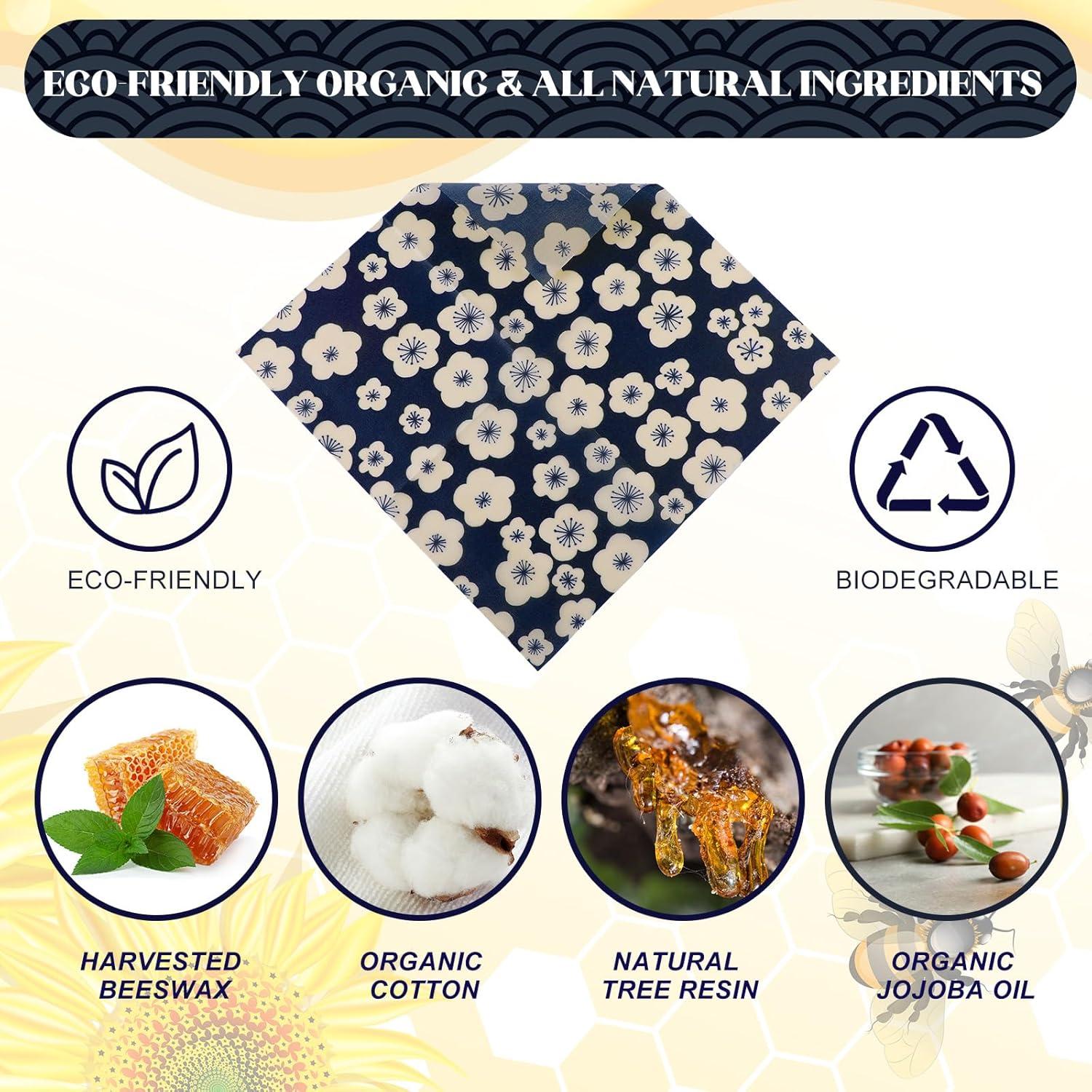 Paquete de 9 envolturas reutilizables de cera de abeja Fanfanwin