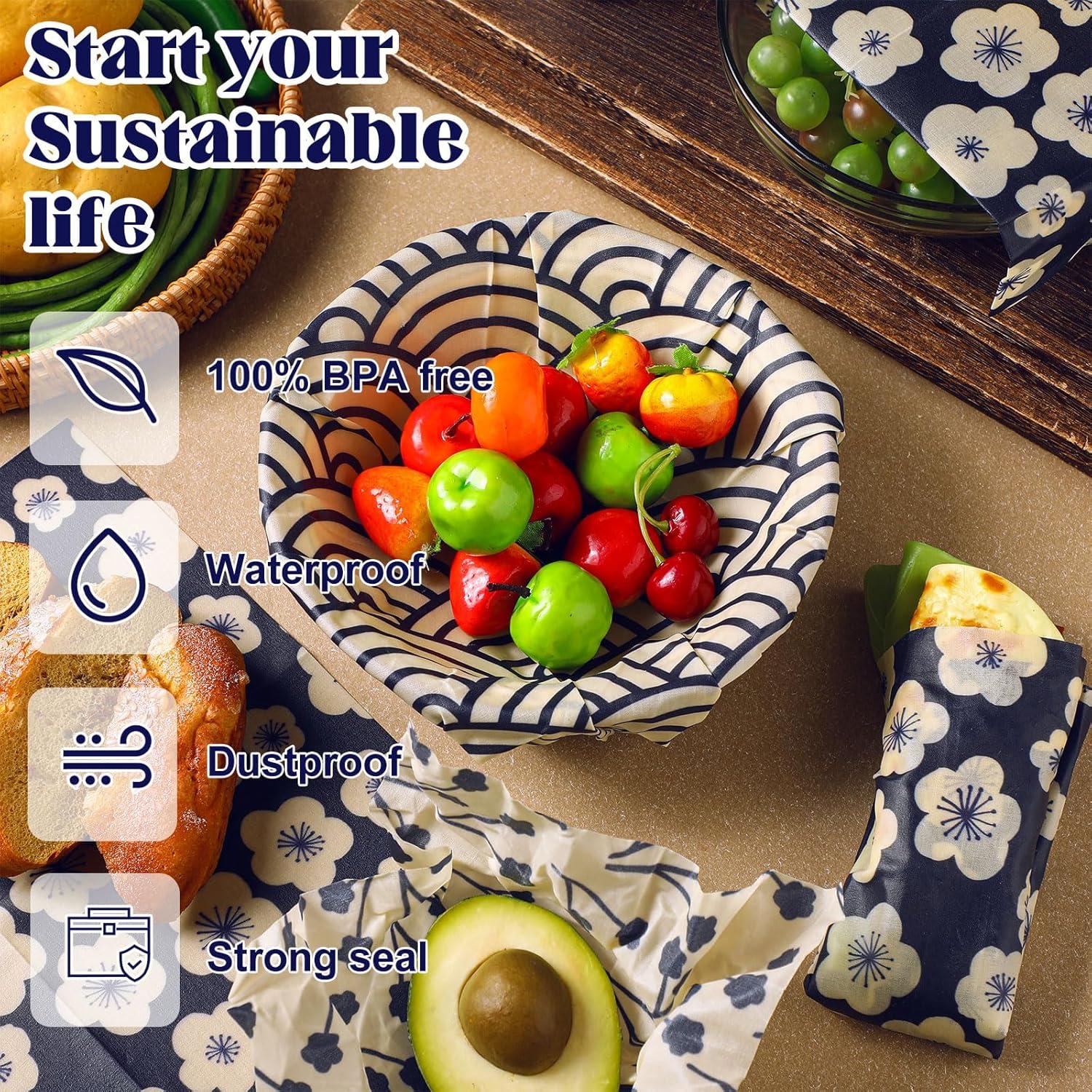 Paquete de 9 envolturas reutilizables de cera de abeja Fanfanwin