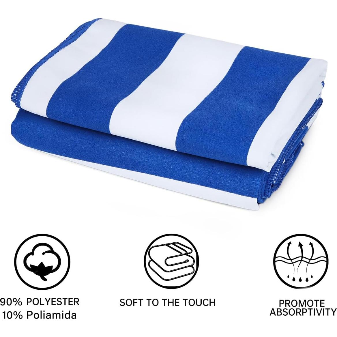 Juego de 2 Toallas de Playa Microfibra LxjNkers 160x80cm Azul