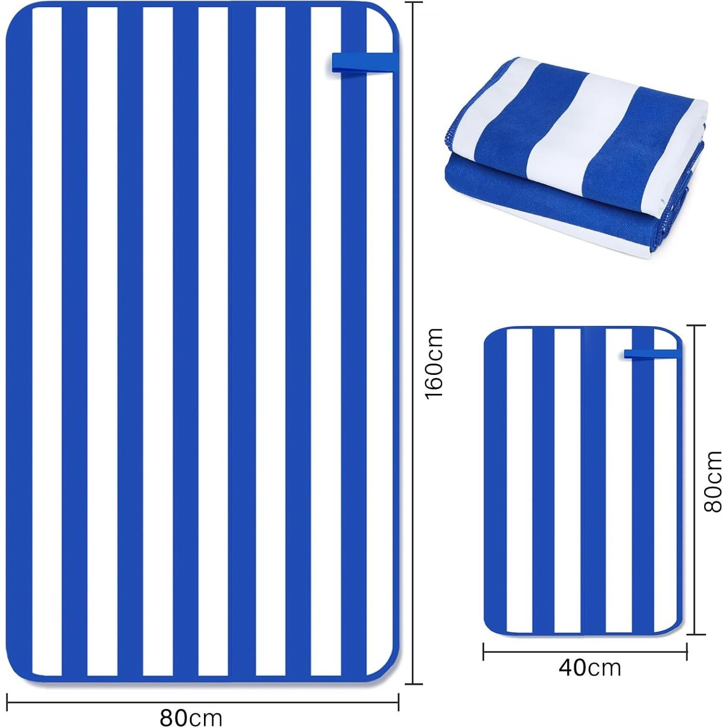 Juego de 2 Toallas de Playa Microfibra LxjNkers 160x80cm Azul