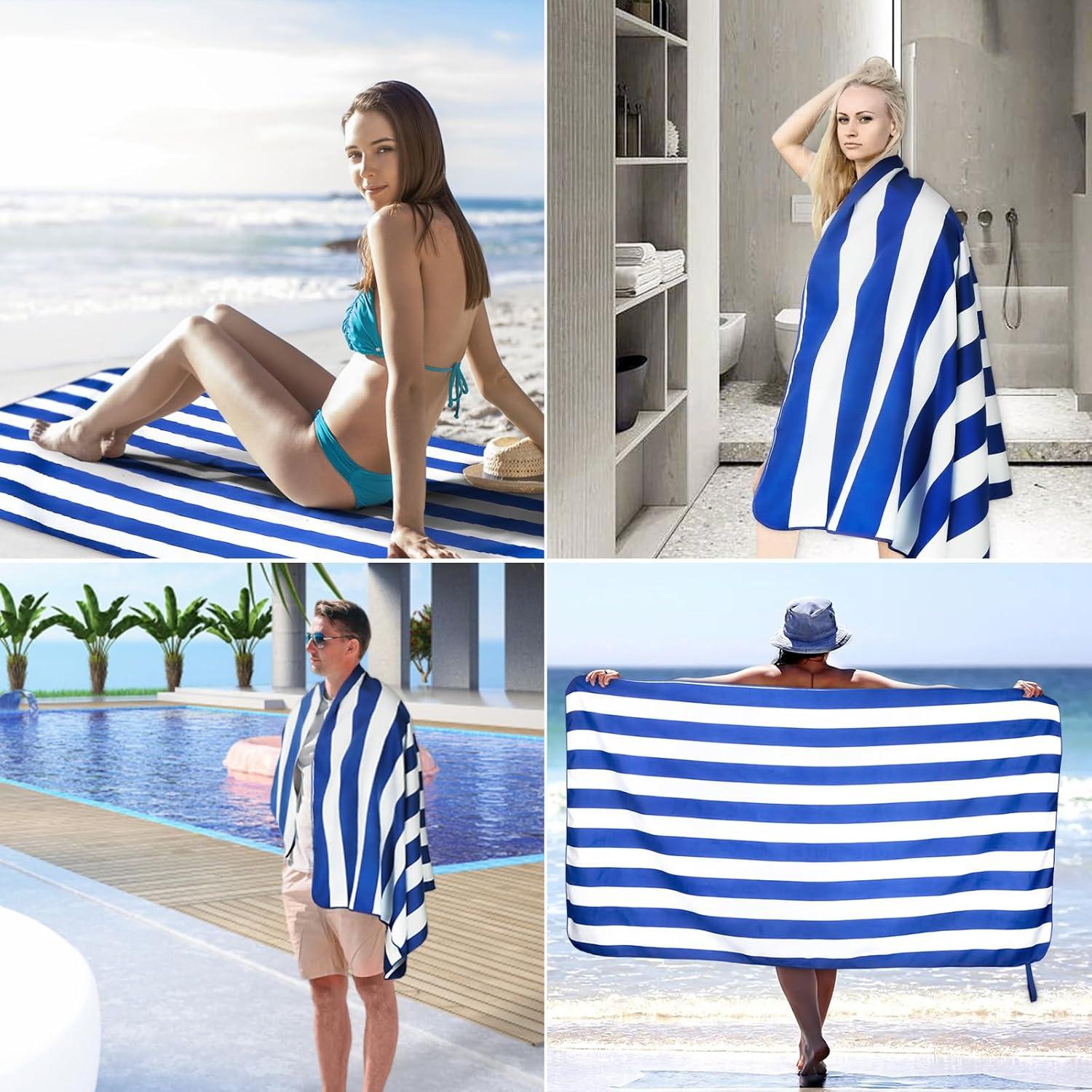 Juego de 2 Toallas de Playa Microfibra LxjNkers 160x80cm Azul