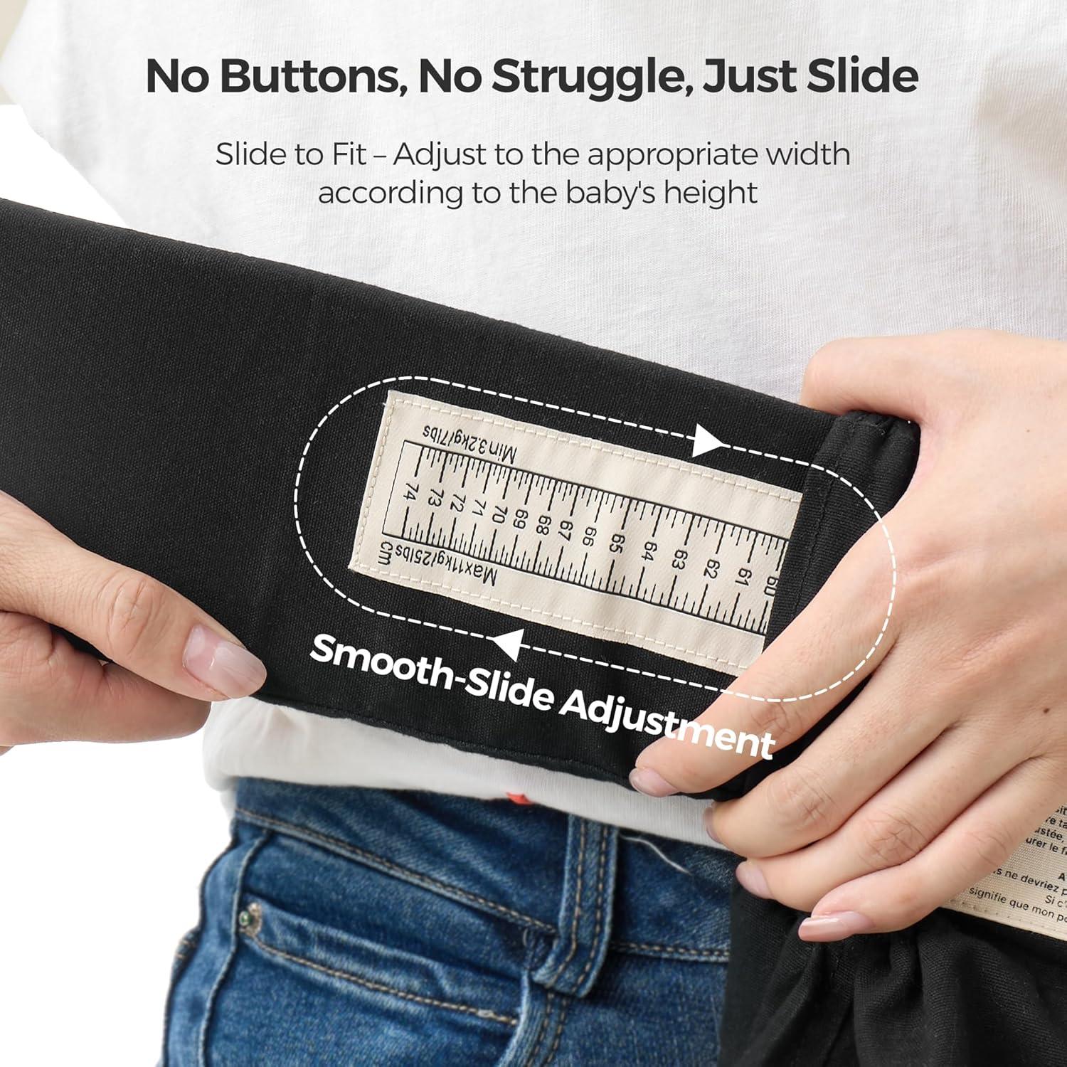 Portabebés Ergonómico Momcozy CB002 - Negro, 3.2-11.3 kg