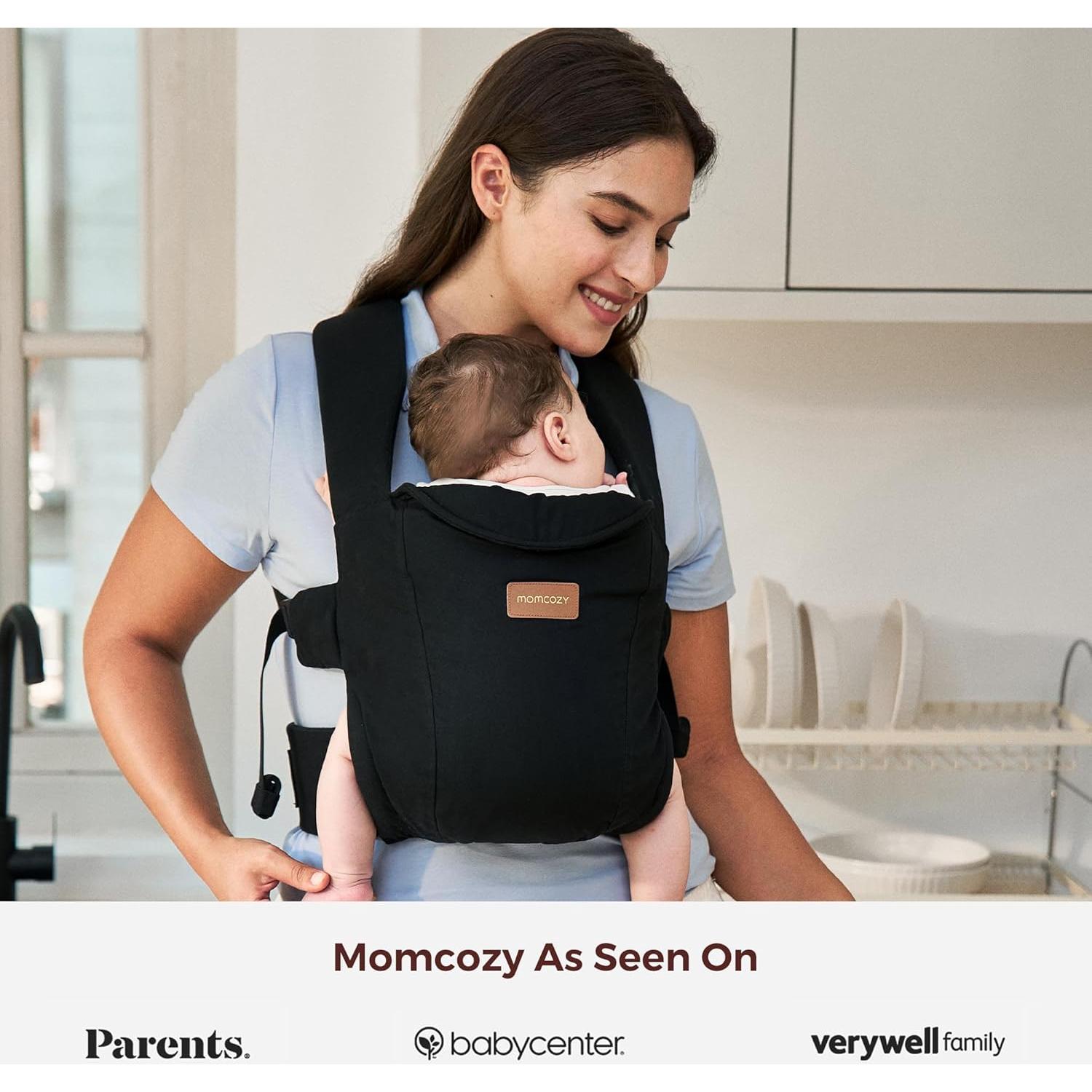 Portabebés Ergonómico Momcozy CB002 - Negro, 3.2-11.3 kg