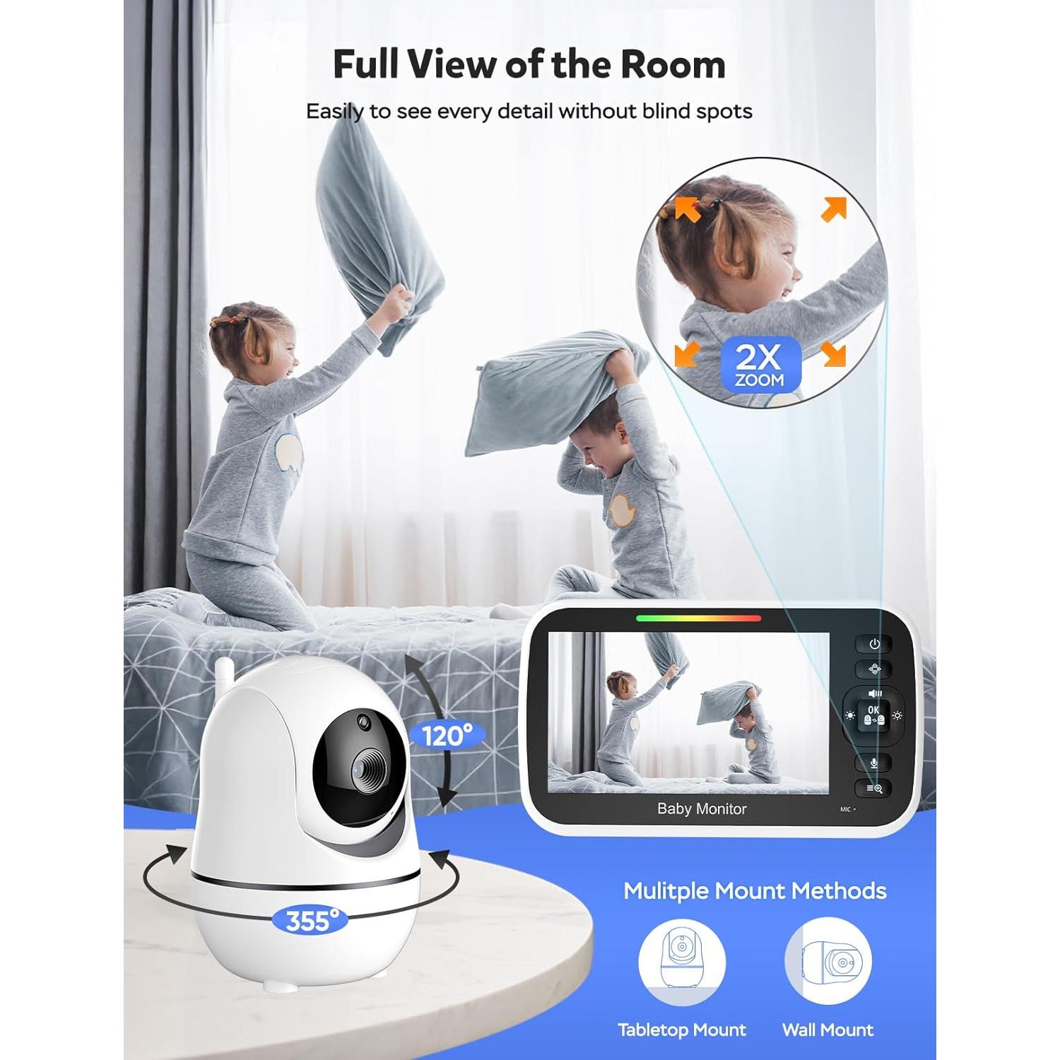 Monitor de Bebé GoodBaby SM663 - Sin WiFi, 5" LCD, 30h Batería