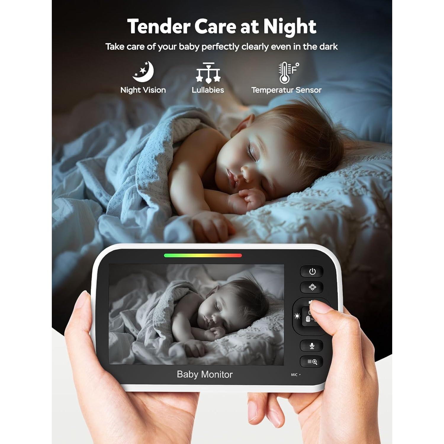 Monitor de Bebé GoodBaby SM663 - Sin WiFi, 5" LCD, 30h Batería