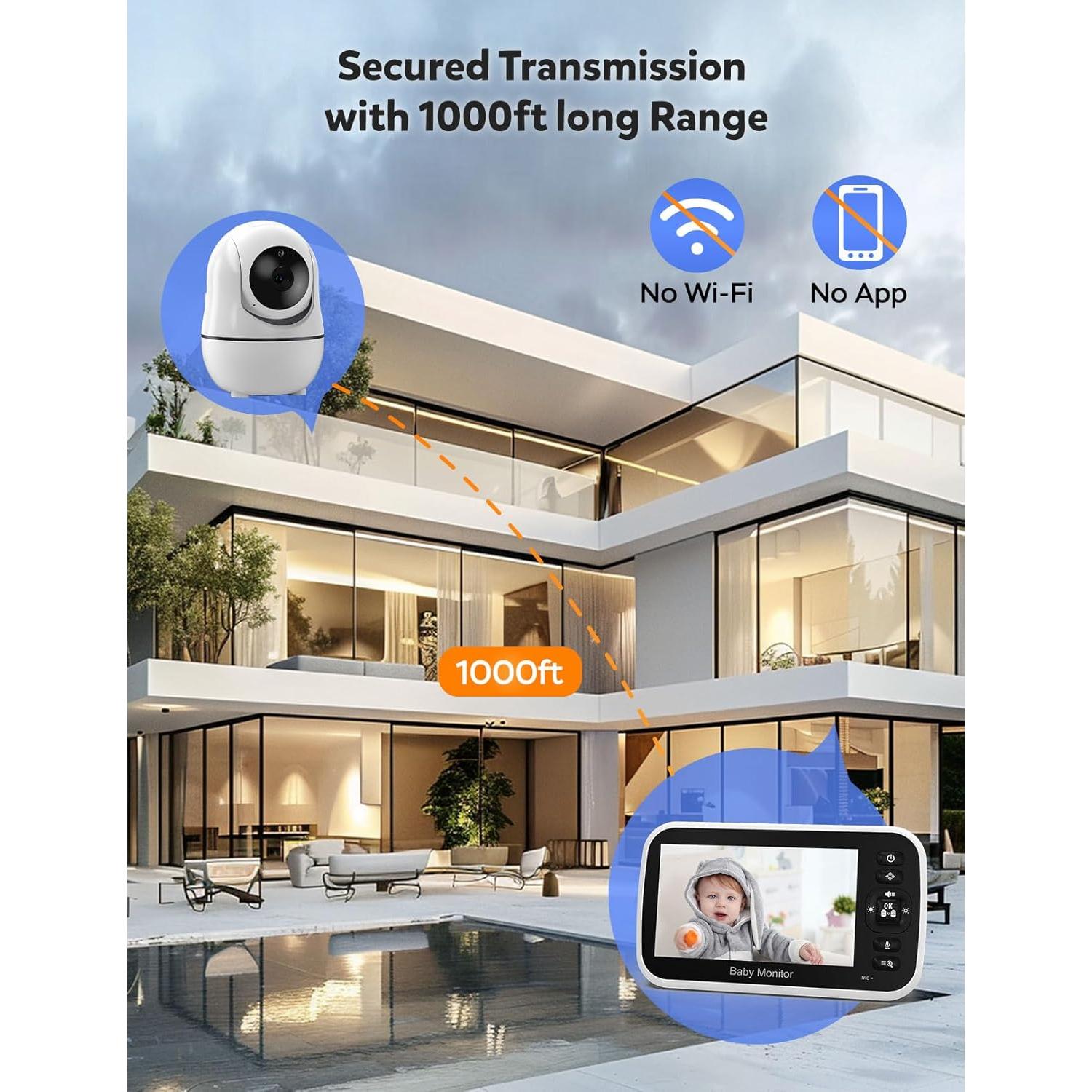 Monitor de Bebé GoodBaby SM663 - Sin WiFi, 5" LCD, 30h Batería