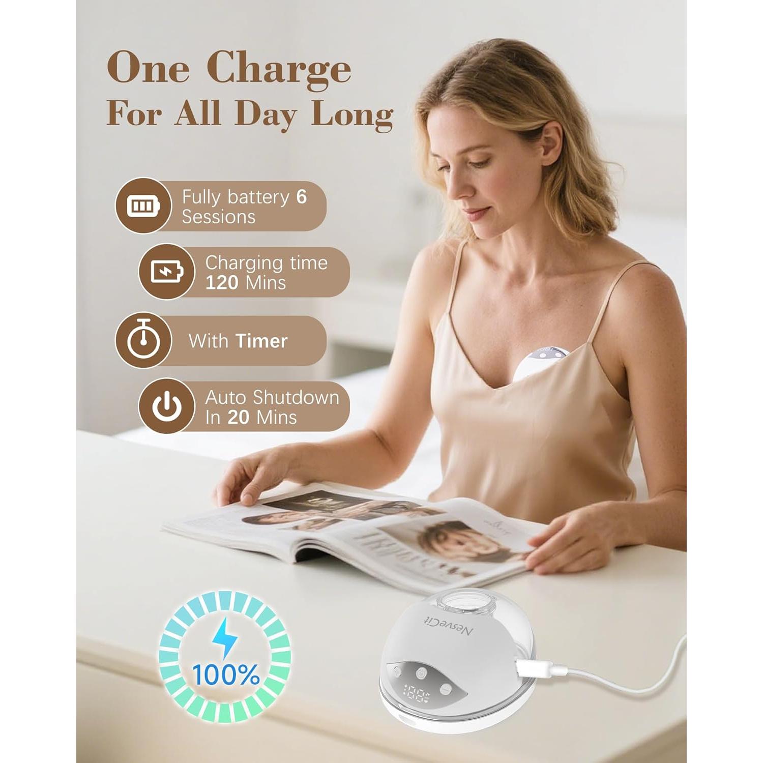 Extractor de Leche Eléctrico NesveCit Manos Libres 210ml