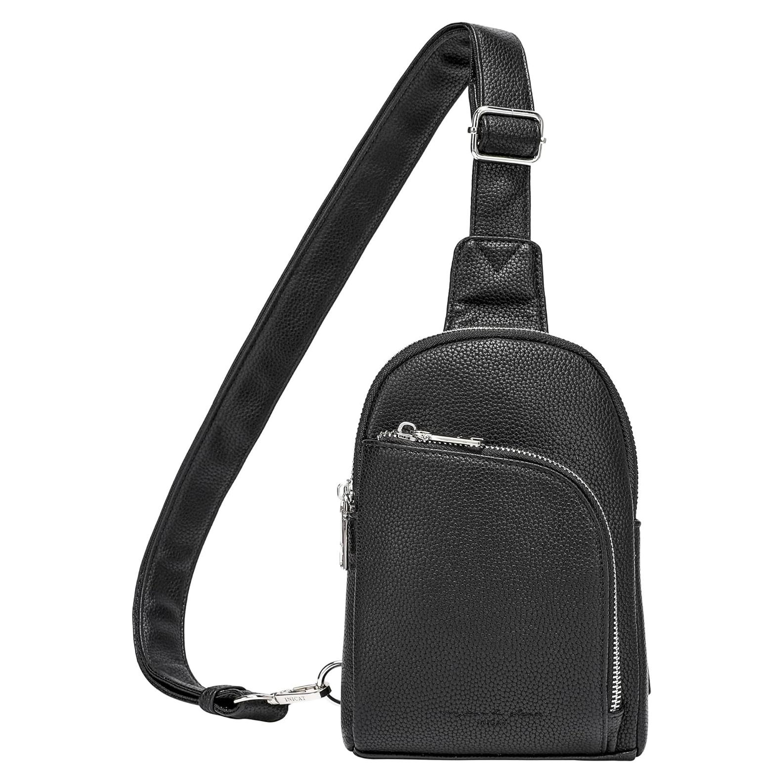 Bolsa Cruzada INICAT de Cuero para Mujeres 1.9L RFID Negra